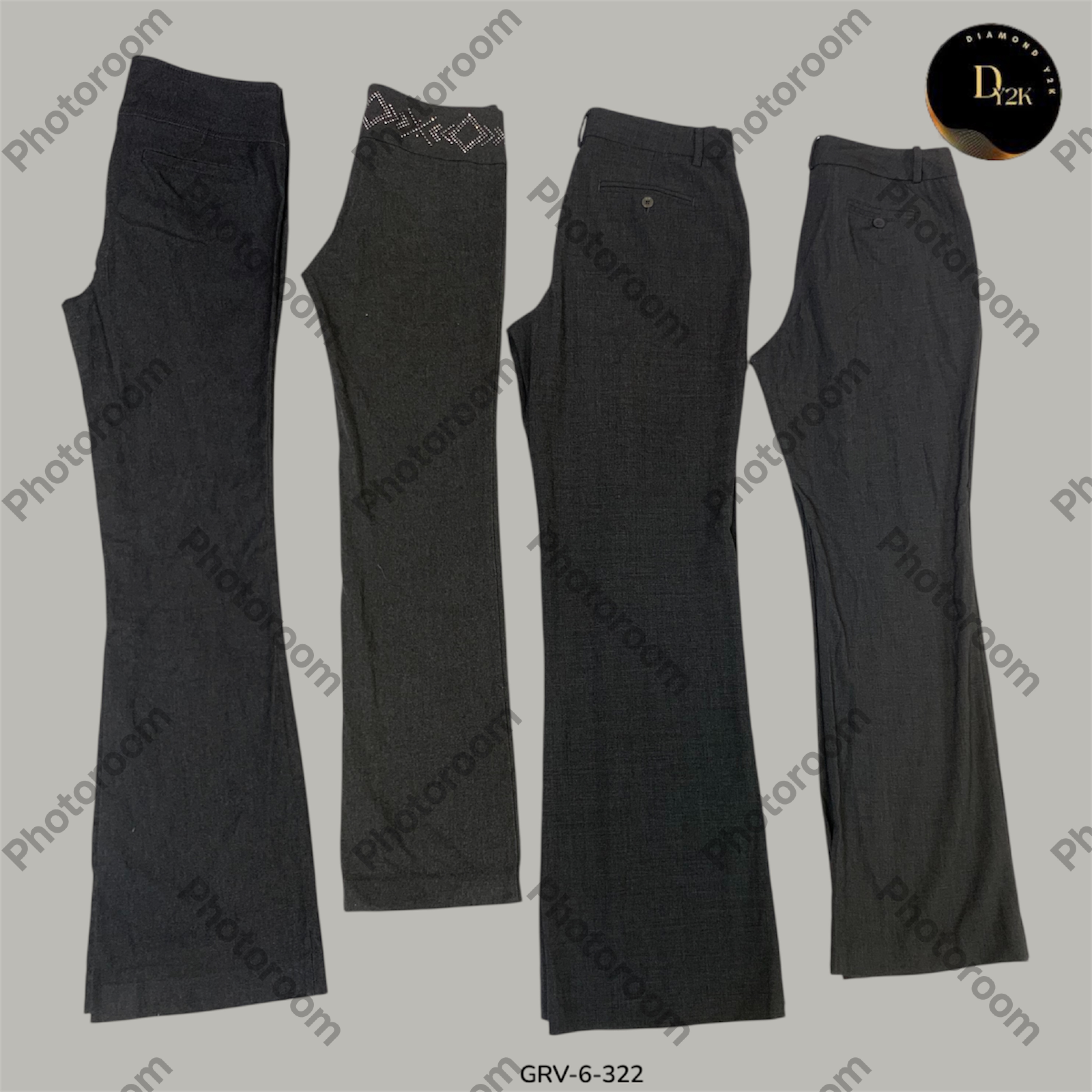 Pantalones Grises de Poliéster Y2K | Elegantes, Ligeros y Atemporales (GRV-6-322)