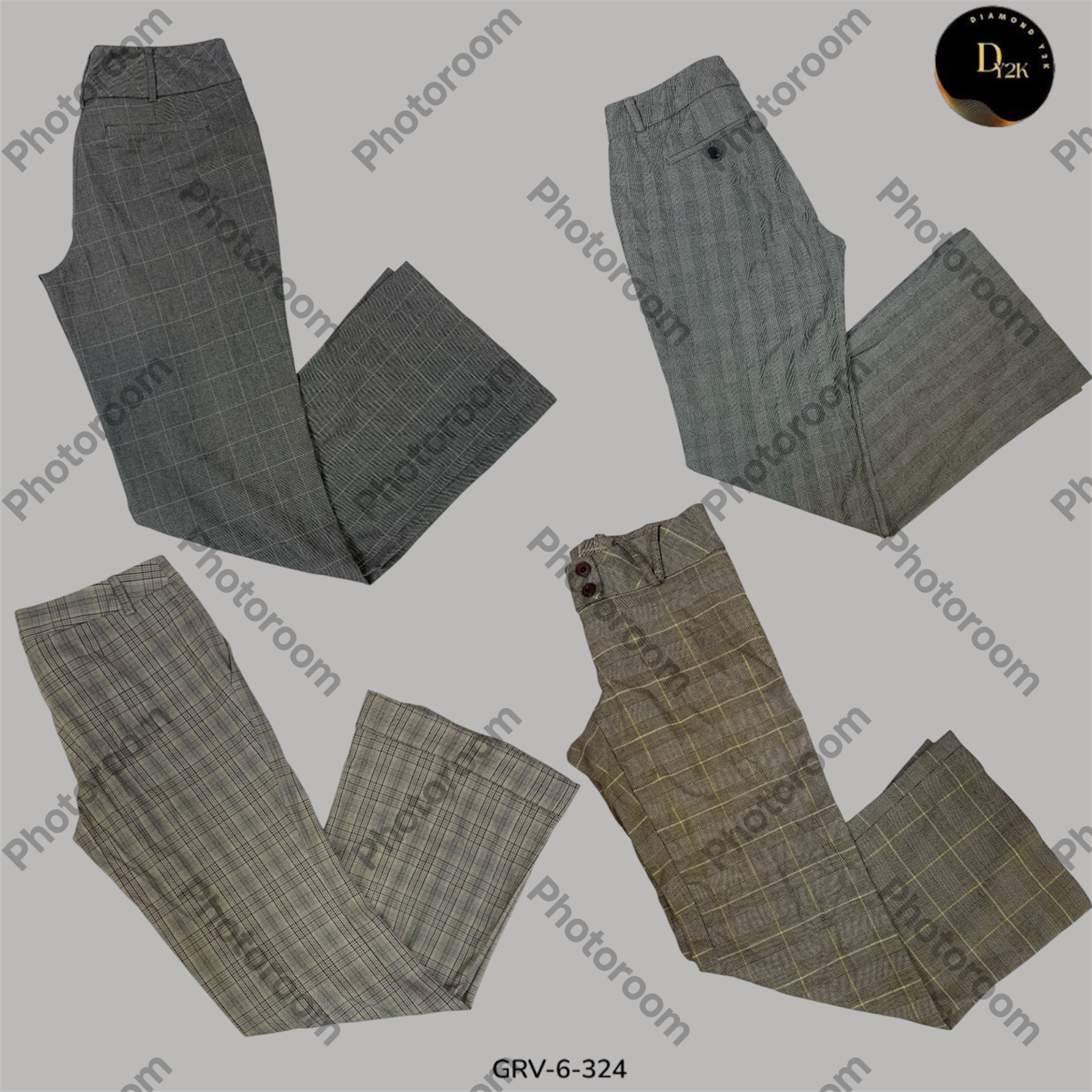 Pantalones de poliéster Classic Check Y2K | Estilo Grunge y Callejero (GRV-6-324)