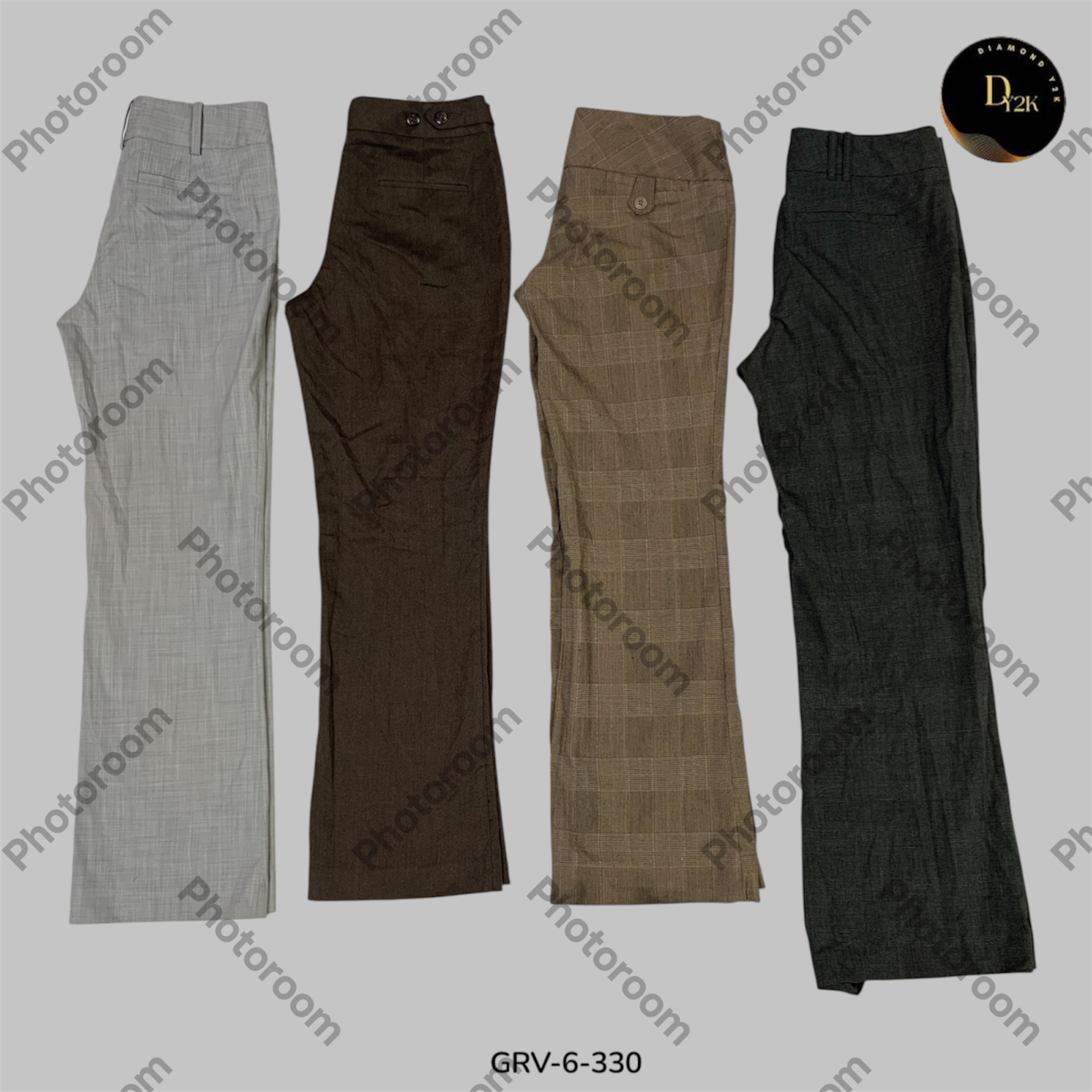 Y2K Arbeitskleidung Essentials | Gemischte Poly Tiefe Bund Hose Set (GRV-6-330)