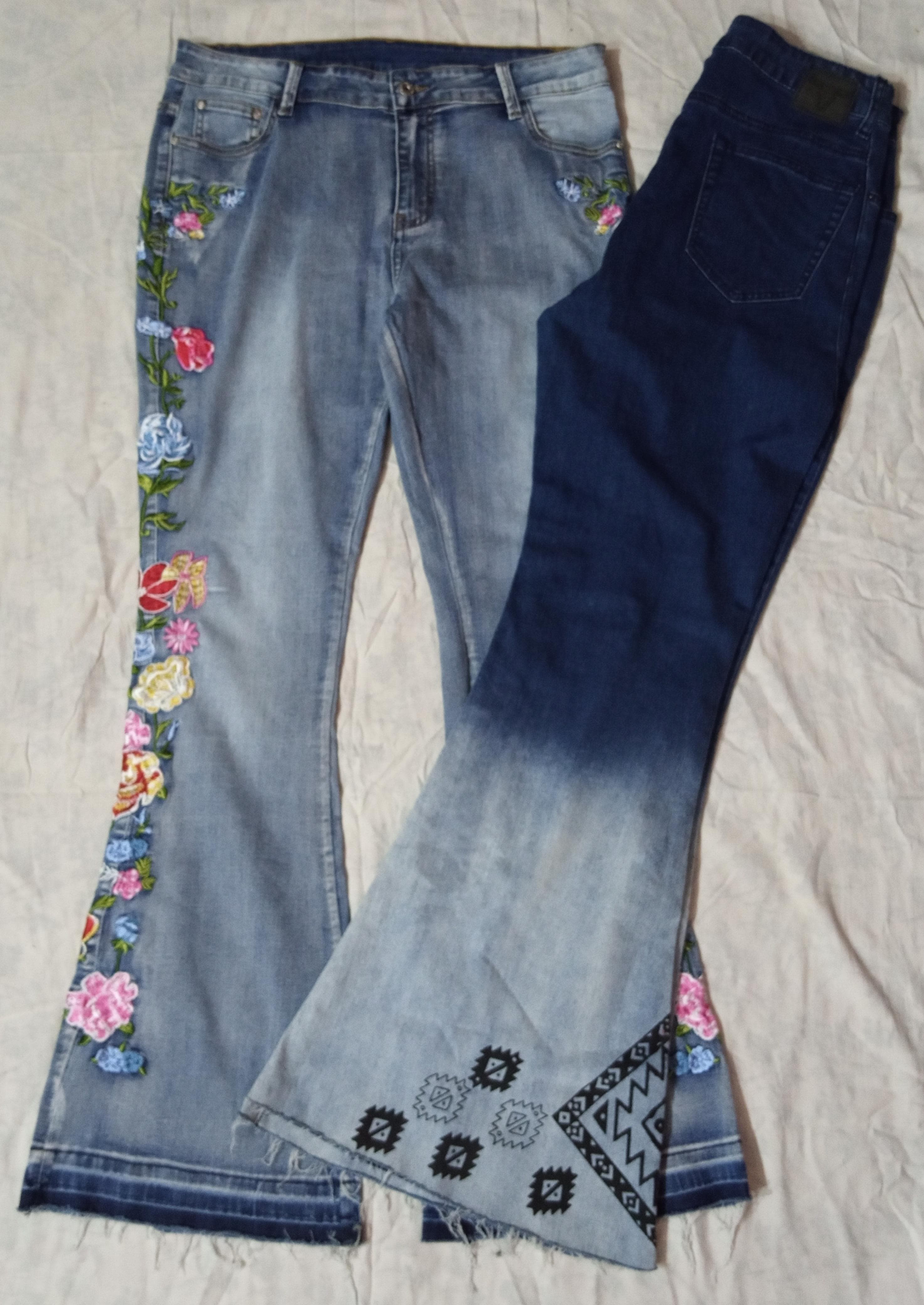 Y2k Flared Embellished & Plain Jeans