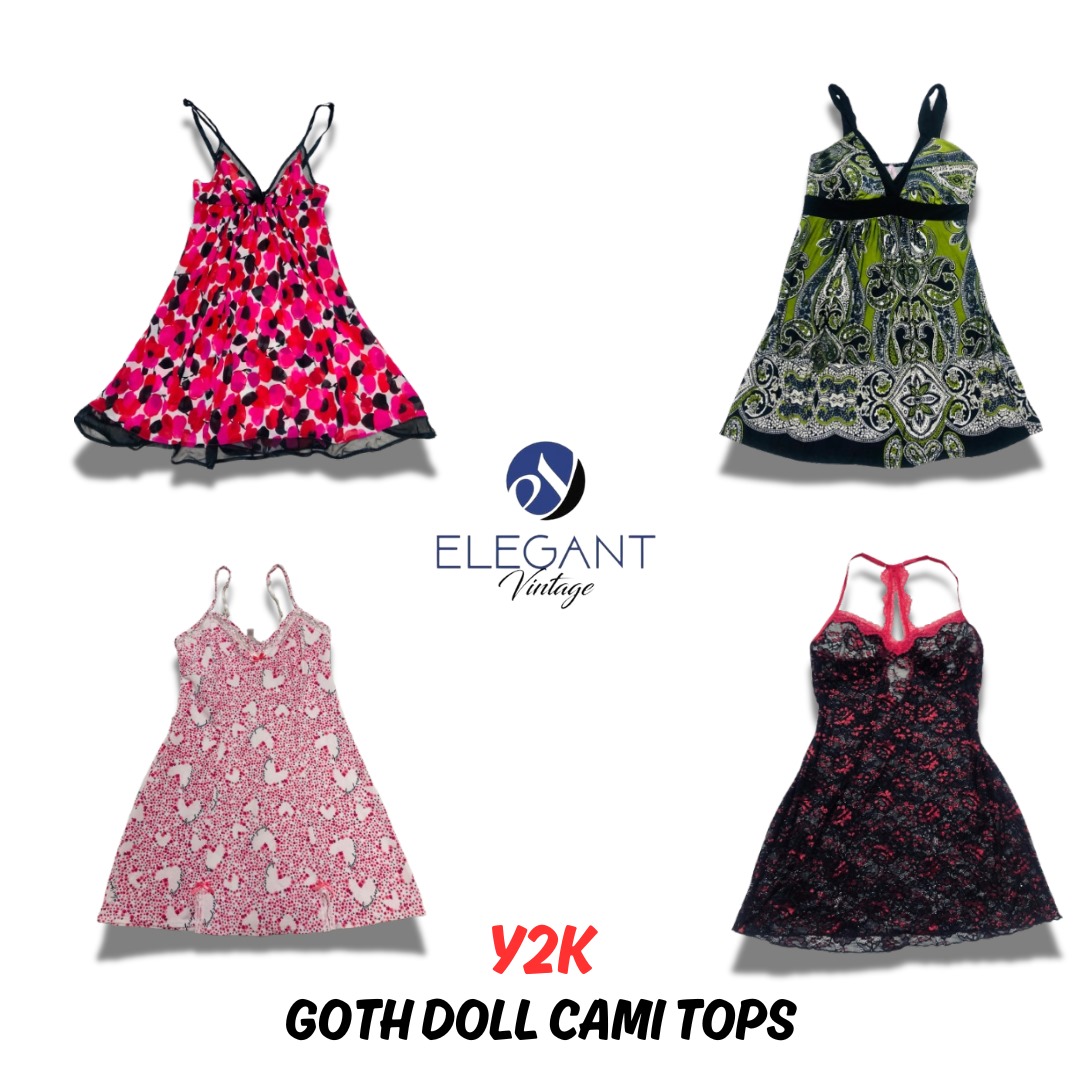 Y2k Goth Doll Cami Tops- EV0596