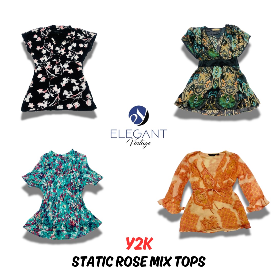 Y2k Static Rose Mix Tops - EV0601