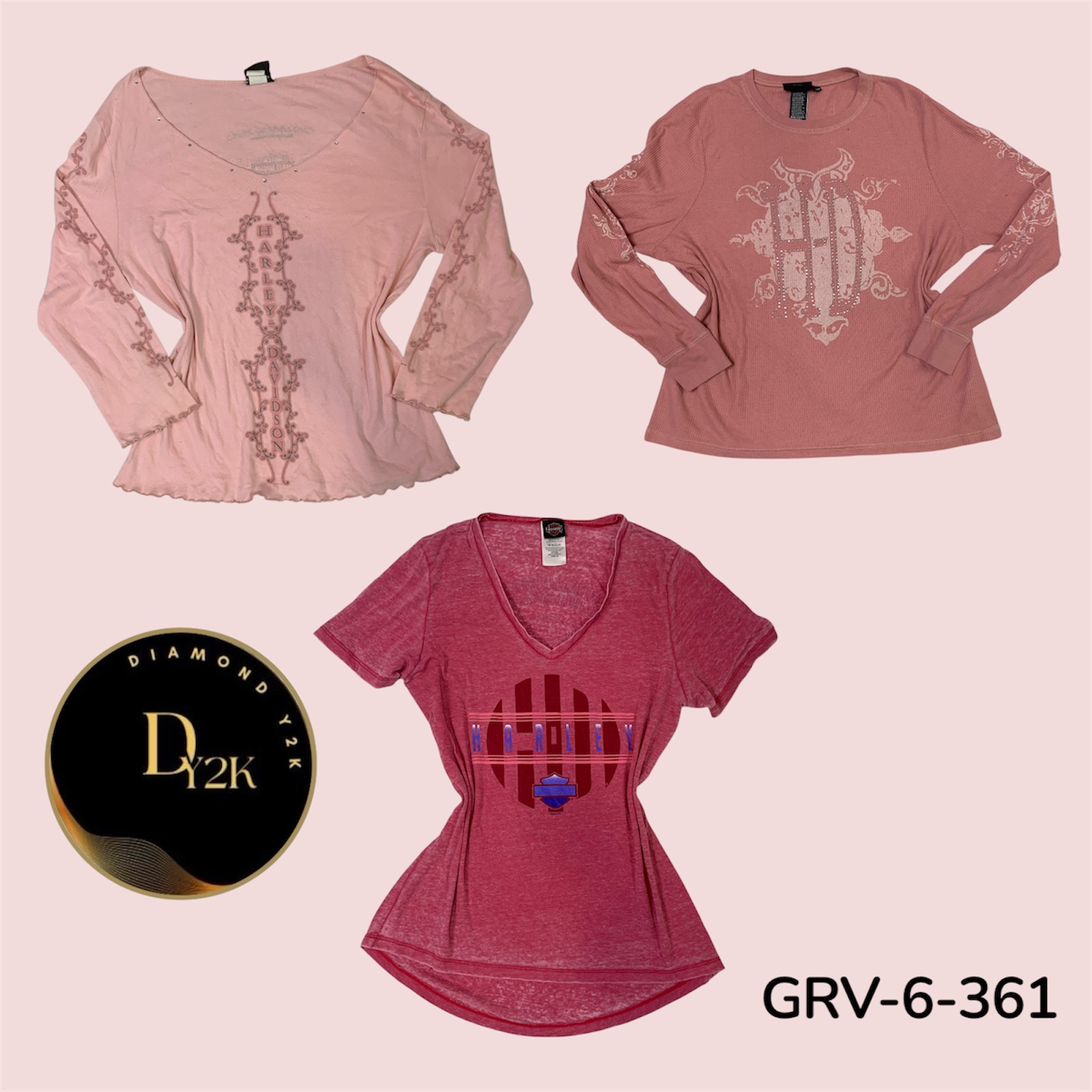 ハーレーダビッドソン Tシャツ & ロングスリーブ – クラシックフィット、アイコニックプリント (GRV-6-361)