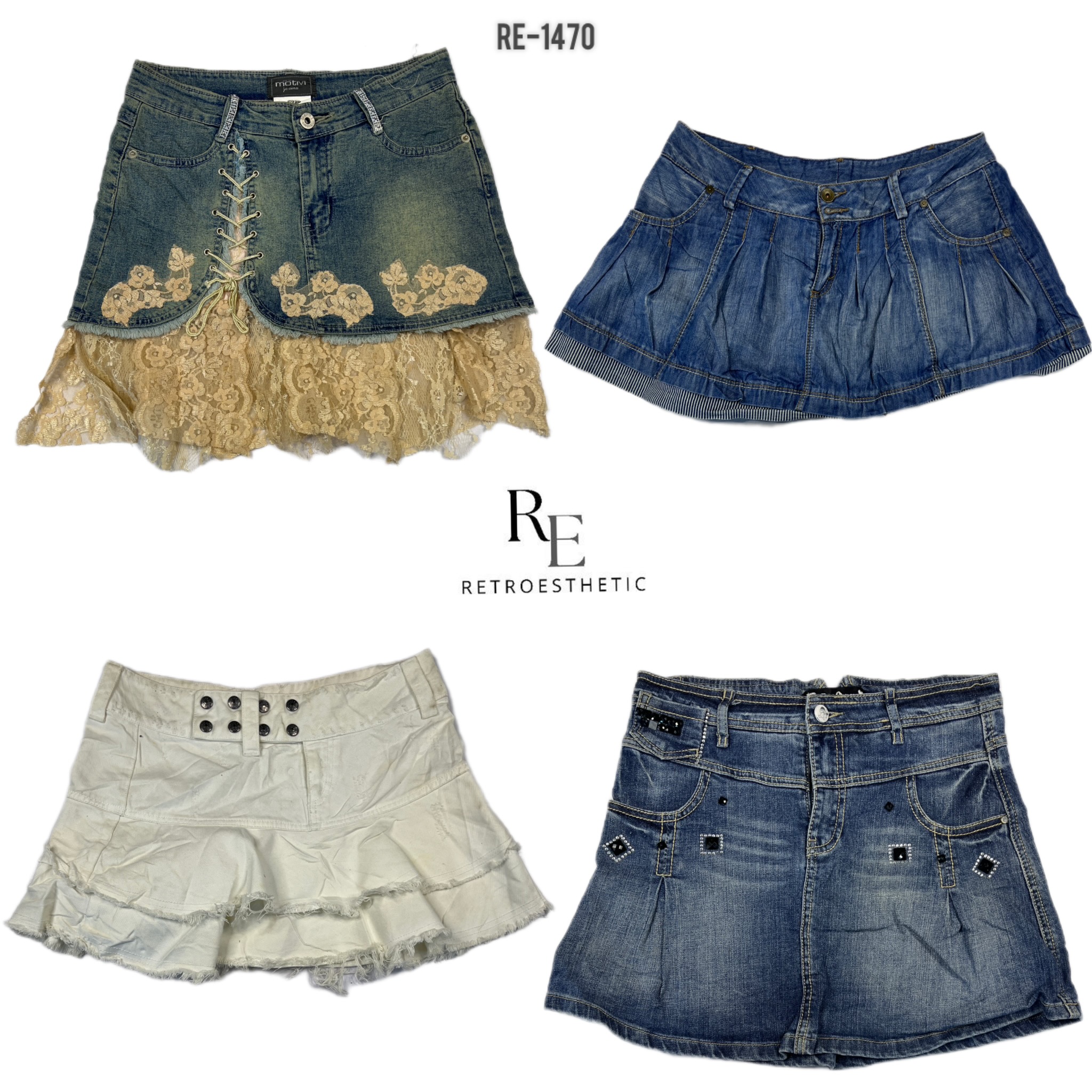 Y2K Britney Era Denim Mix Skirts (RE-1470)