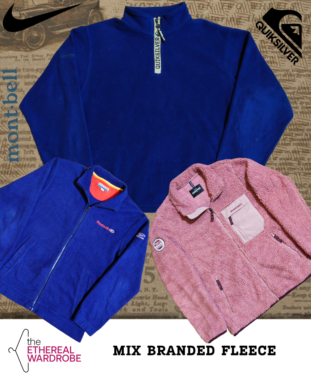 Marken-Fleece einschließlich QuikSilver, Nike, Montbell, Reebok, Fila, Ellese, Columbia, Champion und L.L. Bean Bundle von 20 Stück (RN#1305)