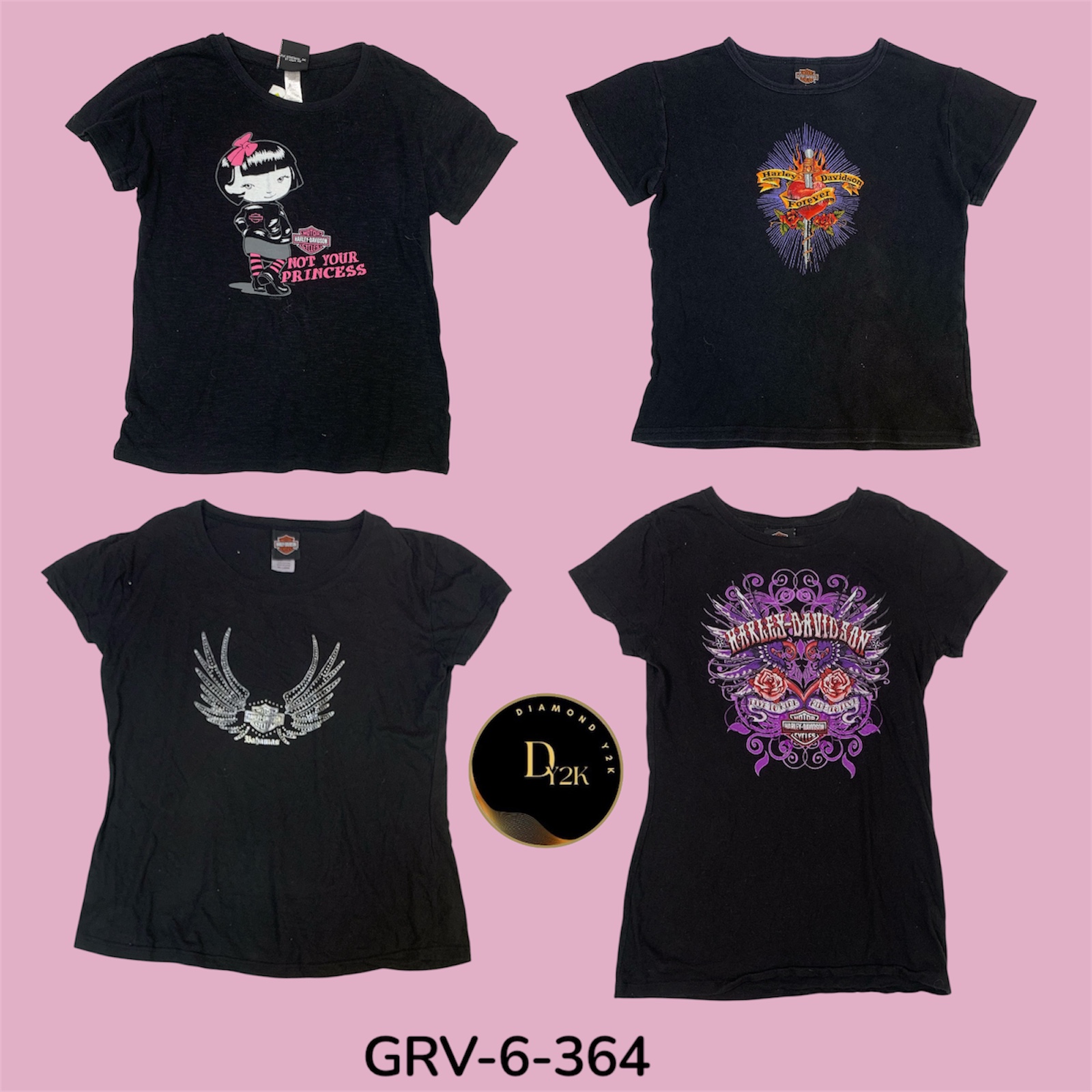 ヴィンテージハーレーダビッドソンTシャツ - 本物のY2Kバイカースタイル (GRV-6-364)