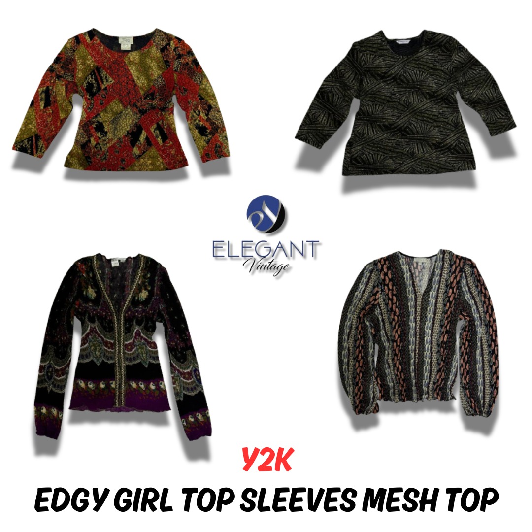 Y2k Edgy Girl Top Sleeves Mesh Tops - EV0005