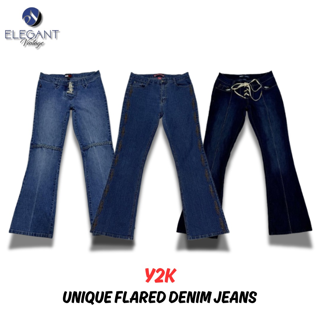 Jeans en denim évasés uniques Y2K - EV0022