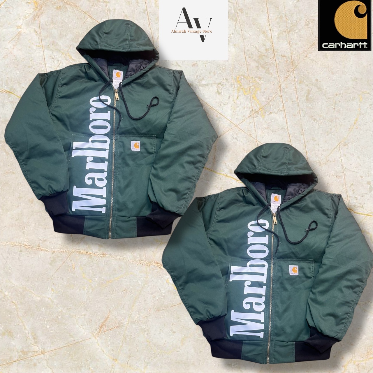 Carhartt rework style Green Marlboro hoodie jackets