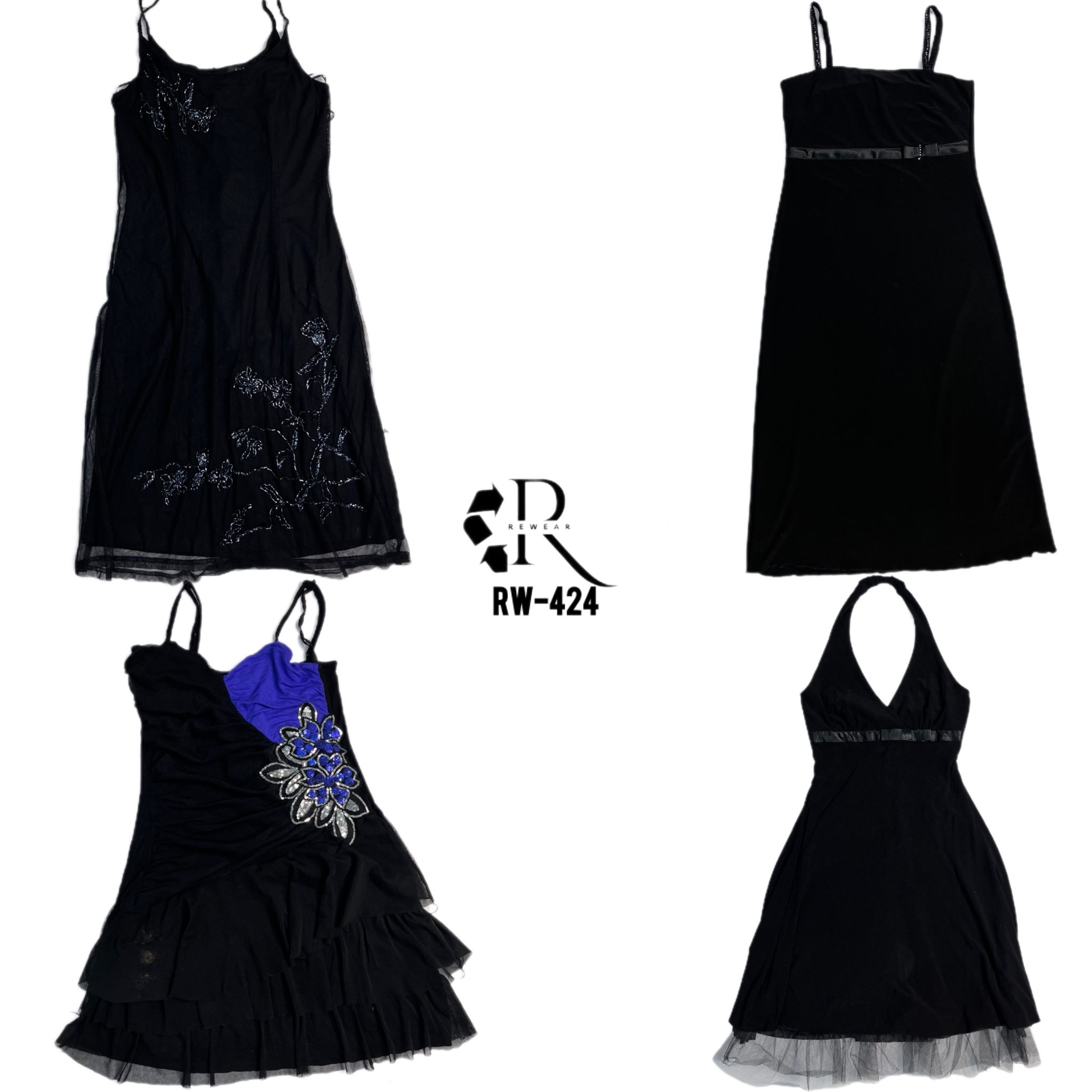 Y2K Vestidos de Verano Negros de Rave (RW-424)