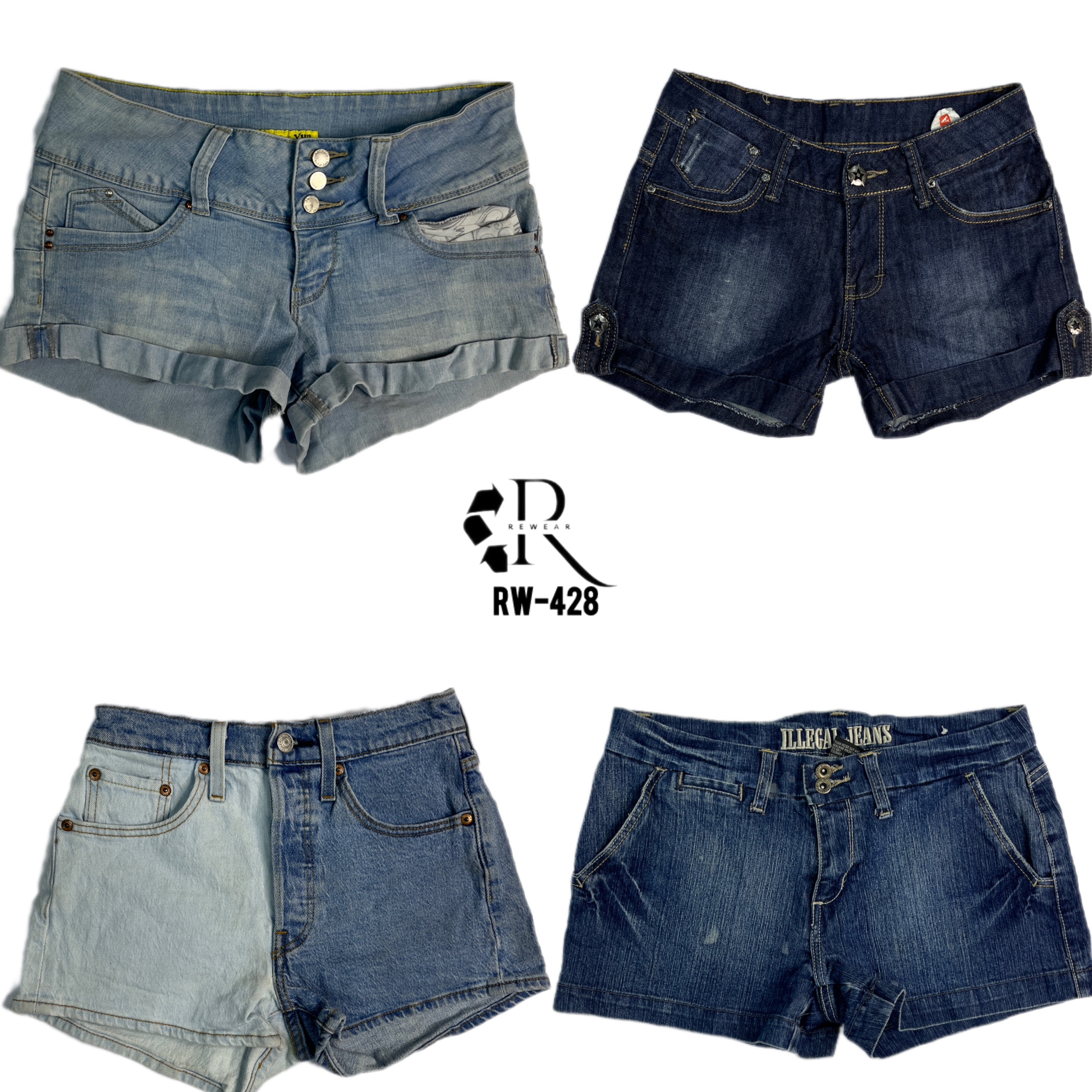 Y2K Retro Style Denim Mini Shorts (RW-428)
