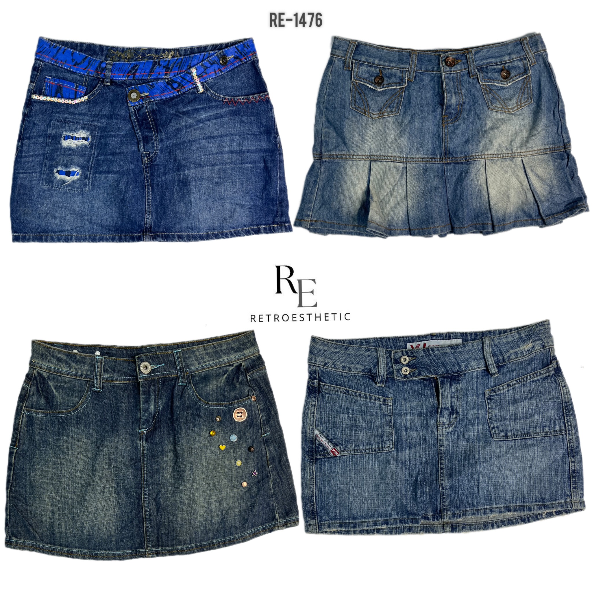 Jupes en denim mini Y2K IT Girl (RE-1476)