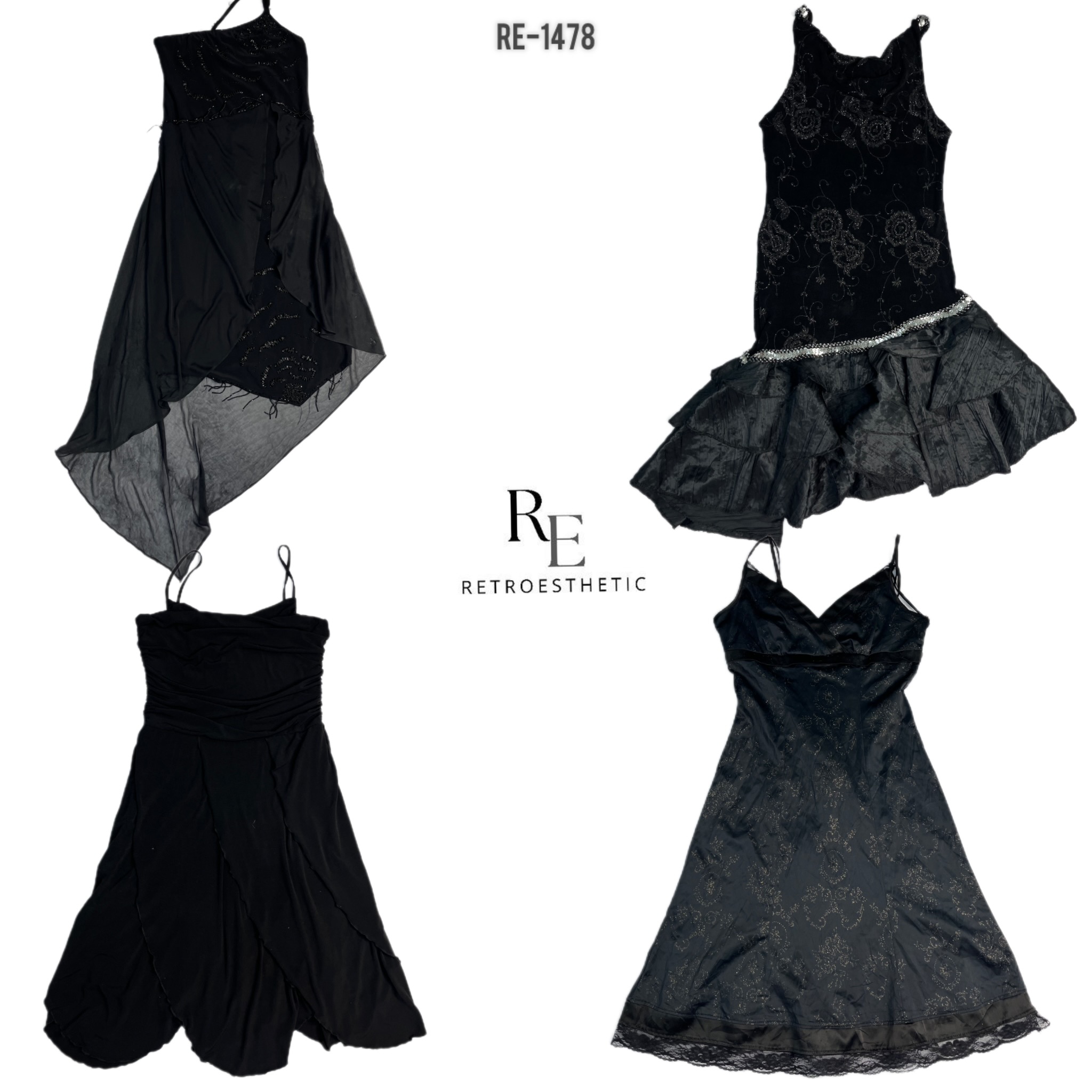 Y2K All Black Summer Dresses (RE-1477)