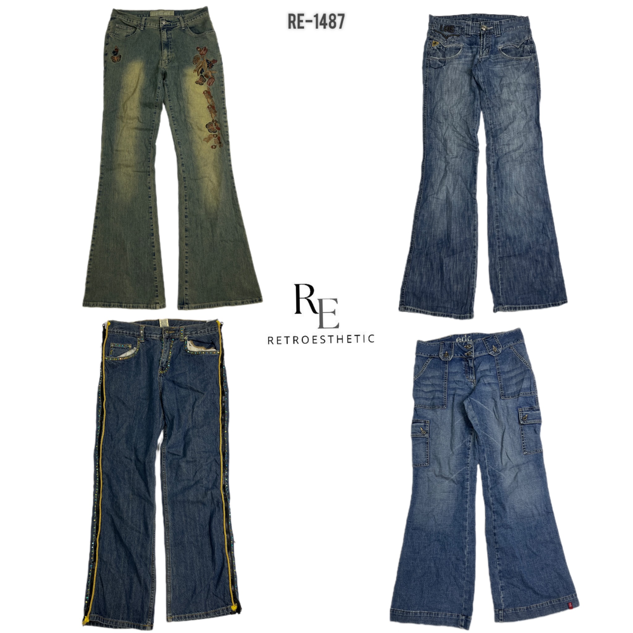 Calças Jeans de Denim da Era Britney Y2K (RE-1487)