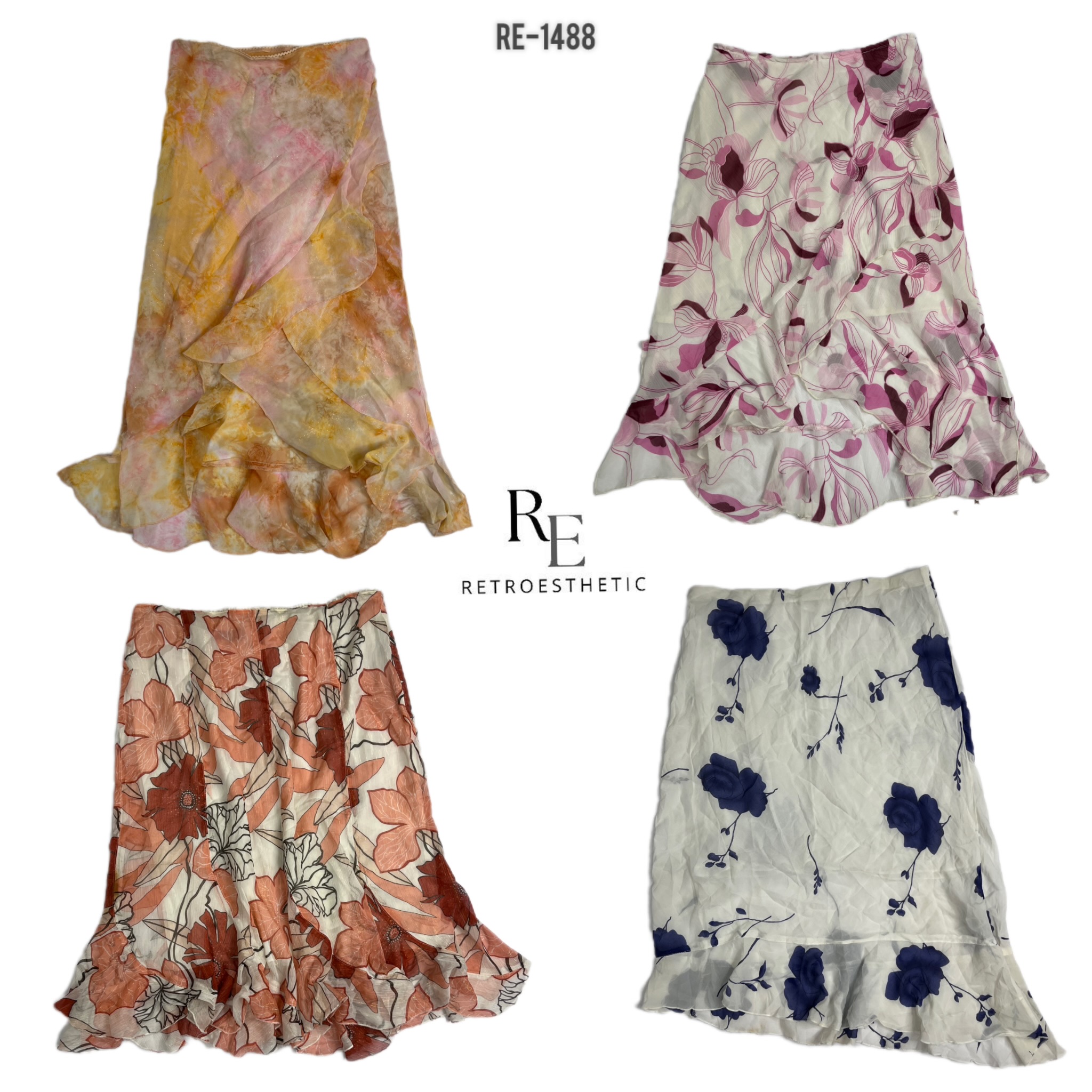 Y2K Soft Floral Poly Skirts (RE-1488)
