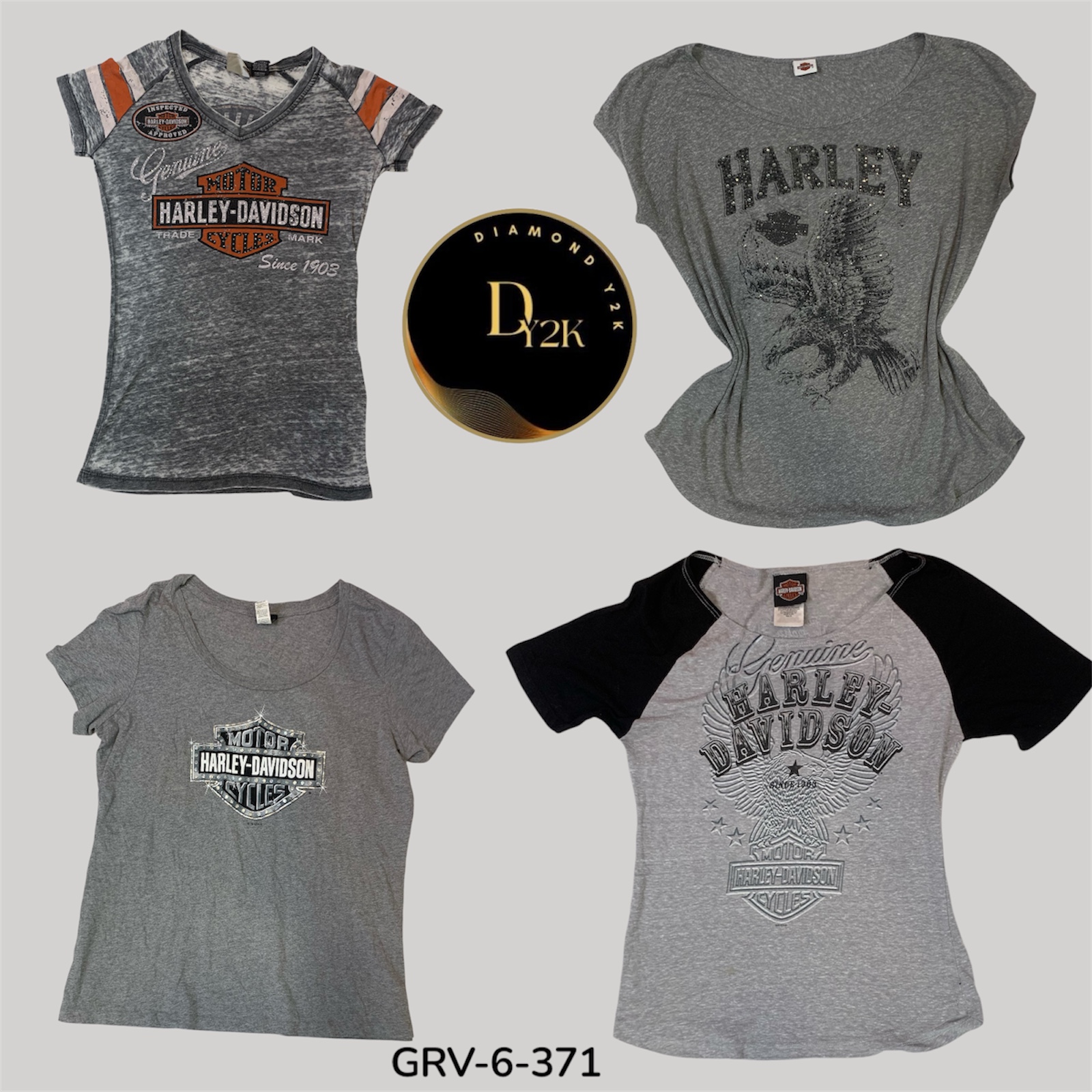 ハーレーダビッドソン グレー Tシャツ – ヴィンテージバイクグラフィックティー (GRV-6-371)