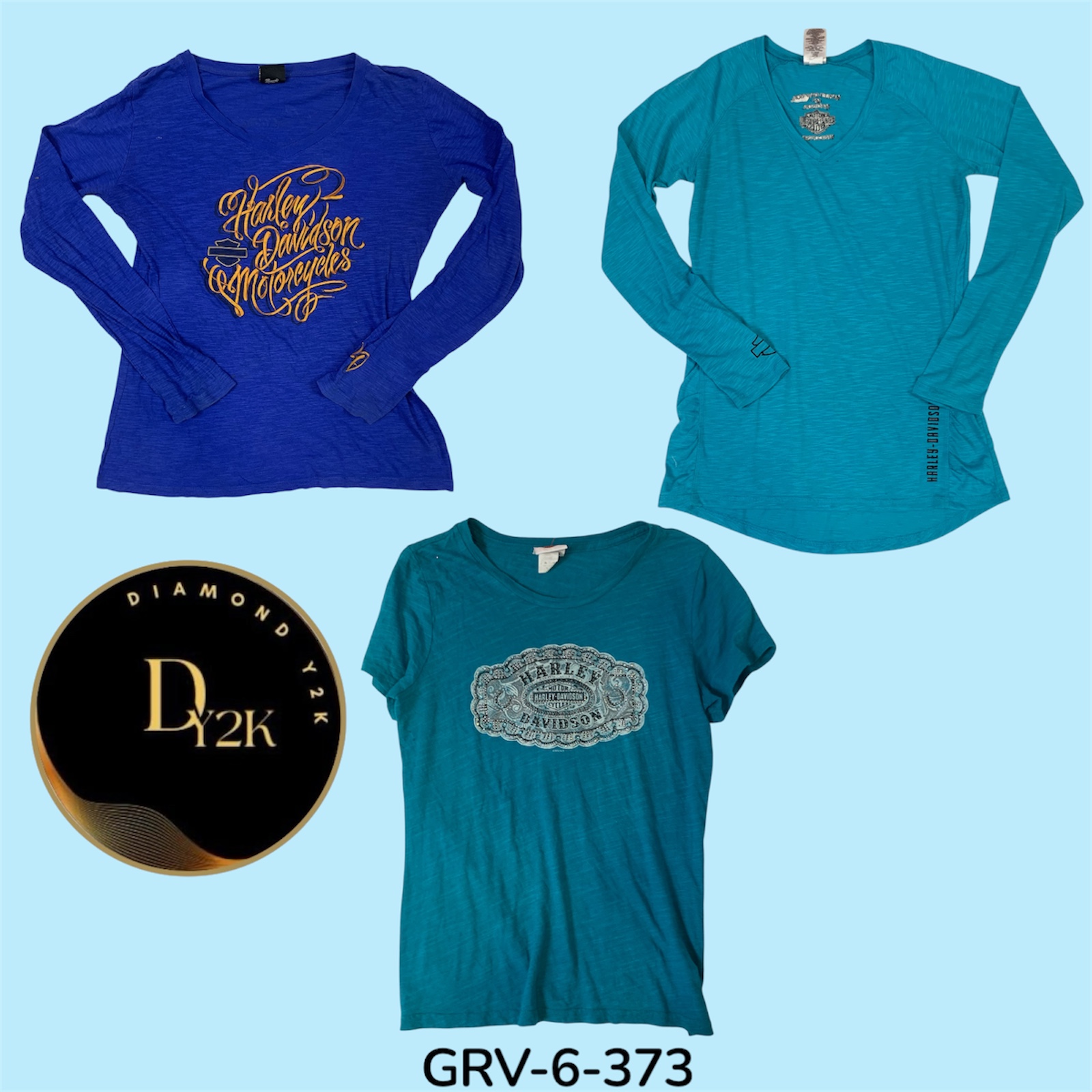 ビンテージ ハーレー・ダビッドソン Tシャツ & ロングスリーブ – アイコニック Y2K バイカースタイルパック (GRV-6-373)