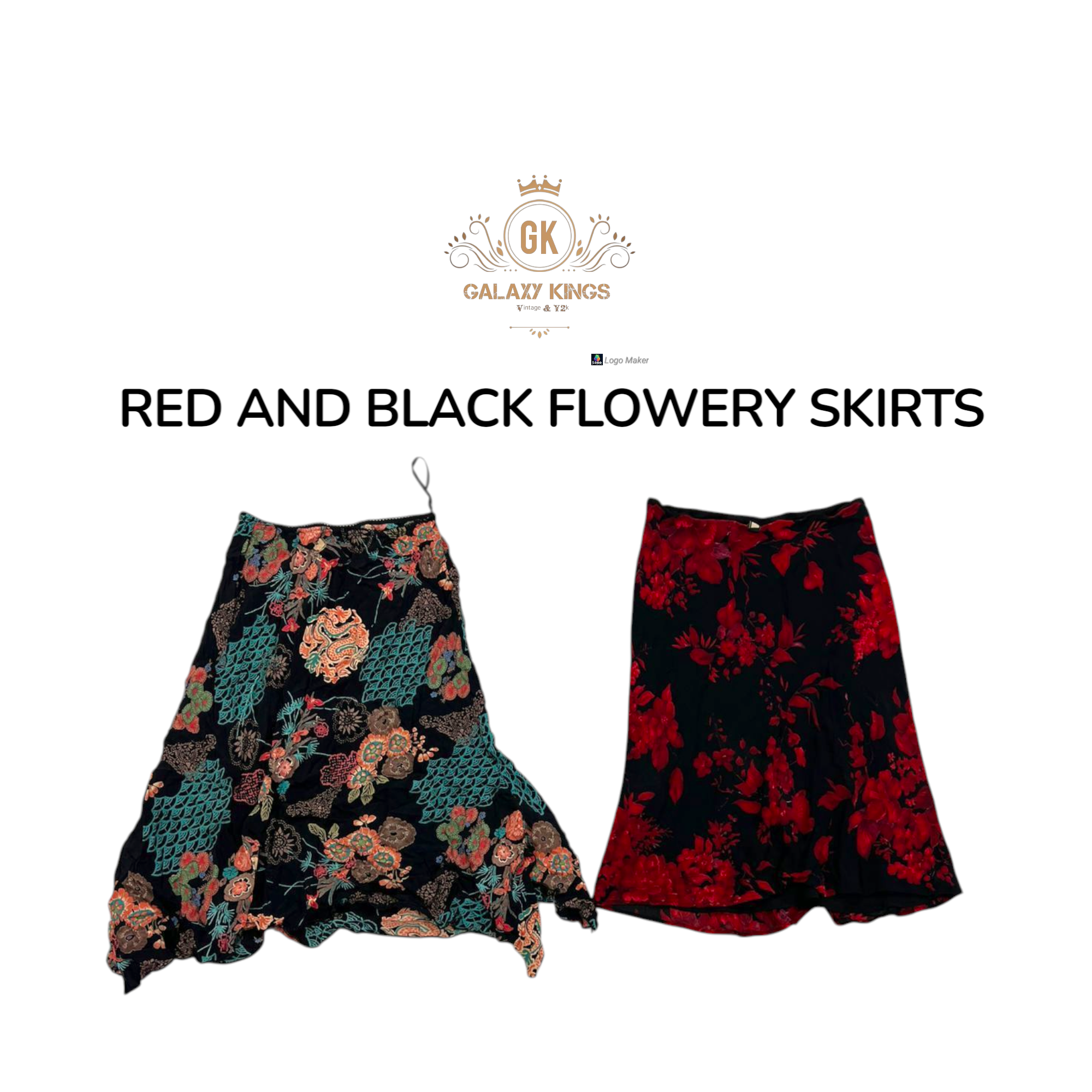 Jupes fleuries rouges et noires