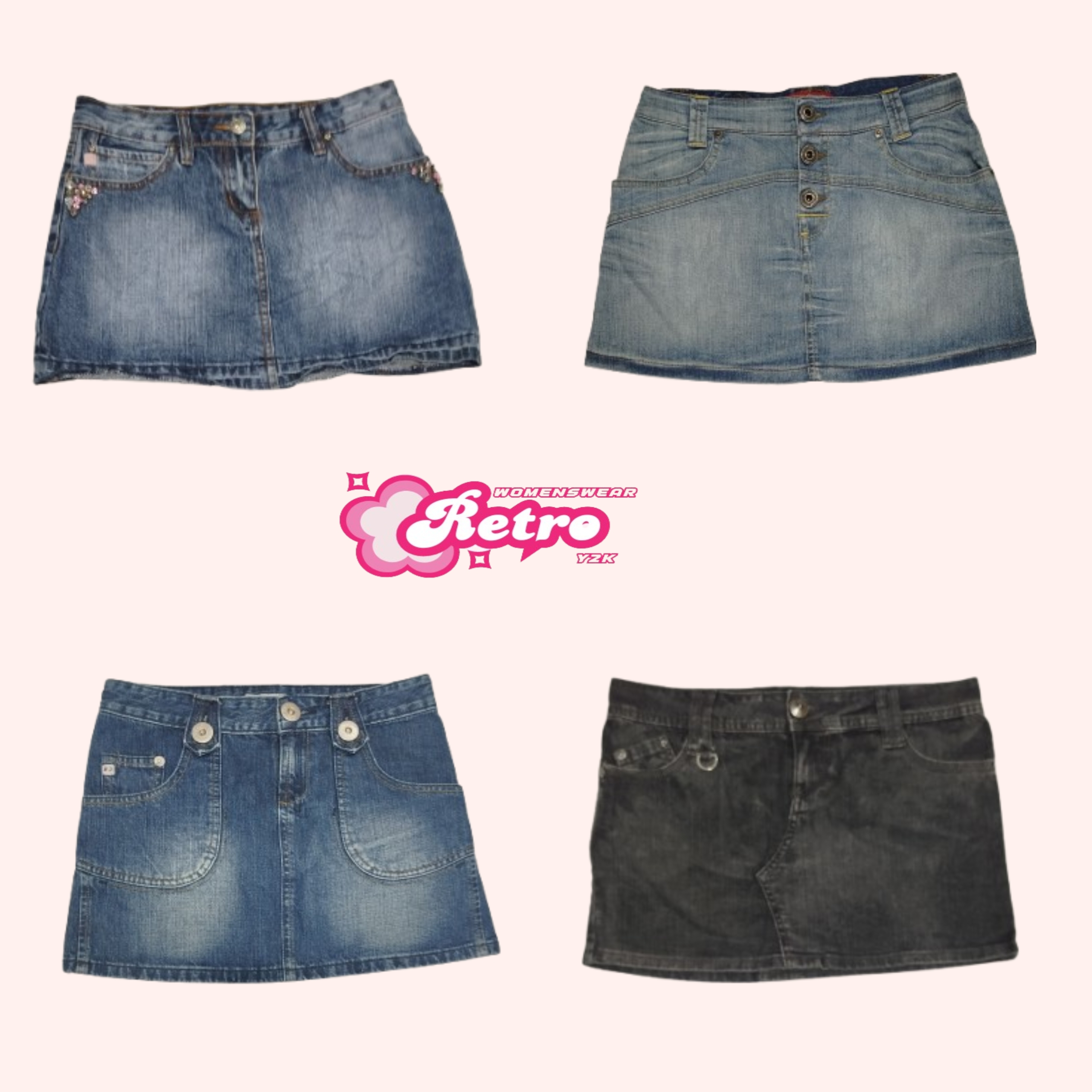 Gonne in denim mini dell'era Club Kid Y2K (11 luglio)