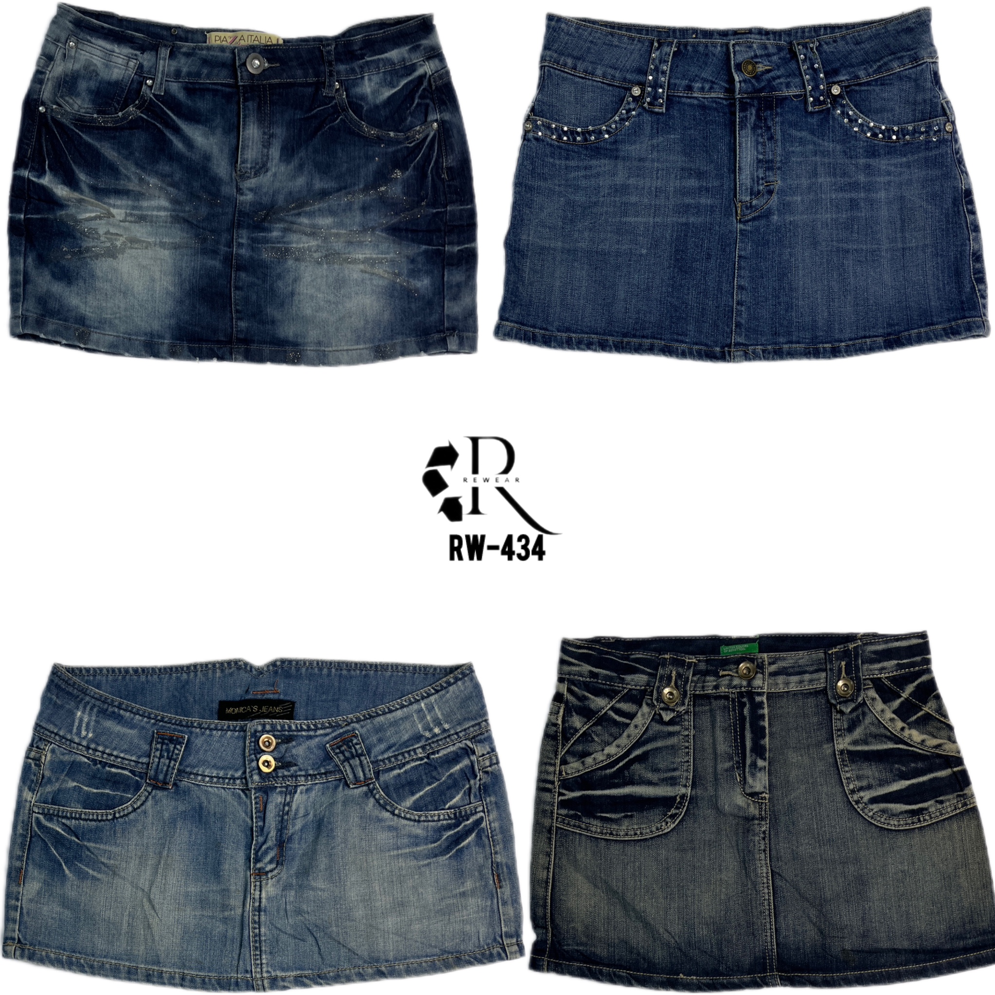 Mini-jupe en denim de l'ère Britney Y2K (RW-434)