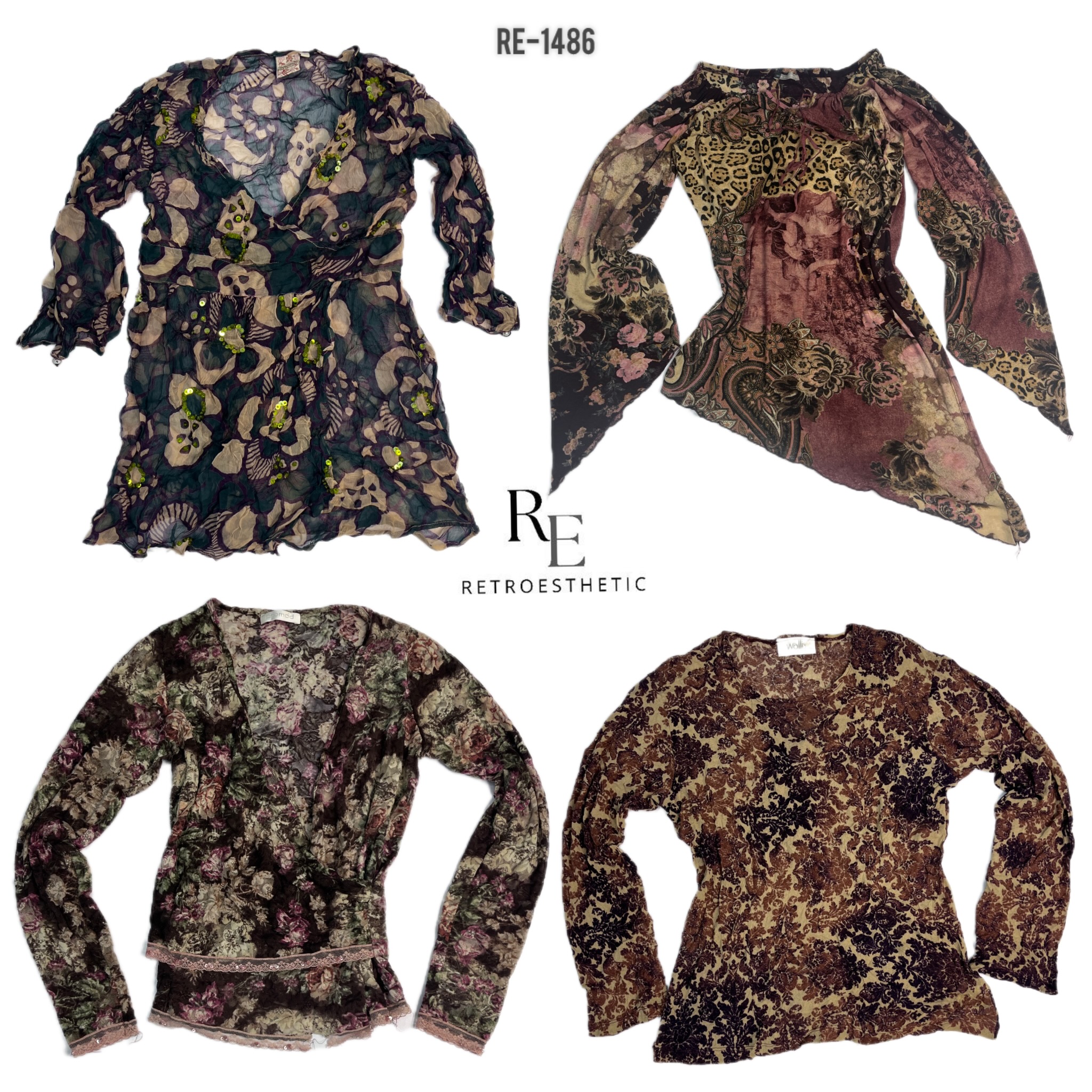 Y2K Dark Tune Full Sleeve Mesh Tops (RE-1486)