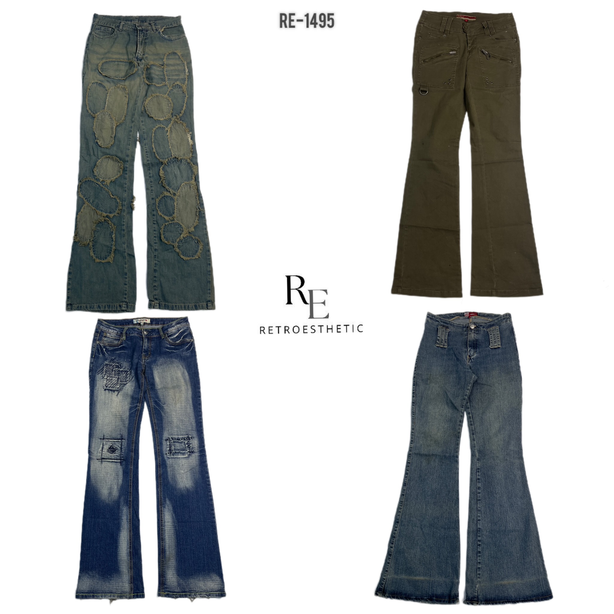 Jeans in denim unici dell'era Britney Y2K (RE-1495)