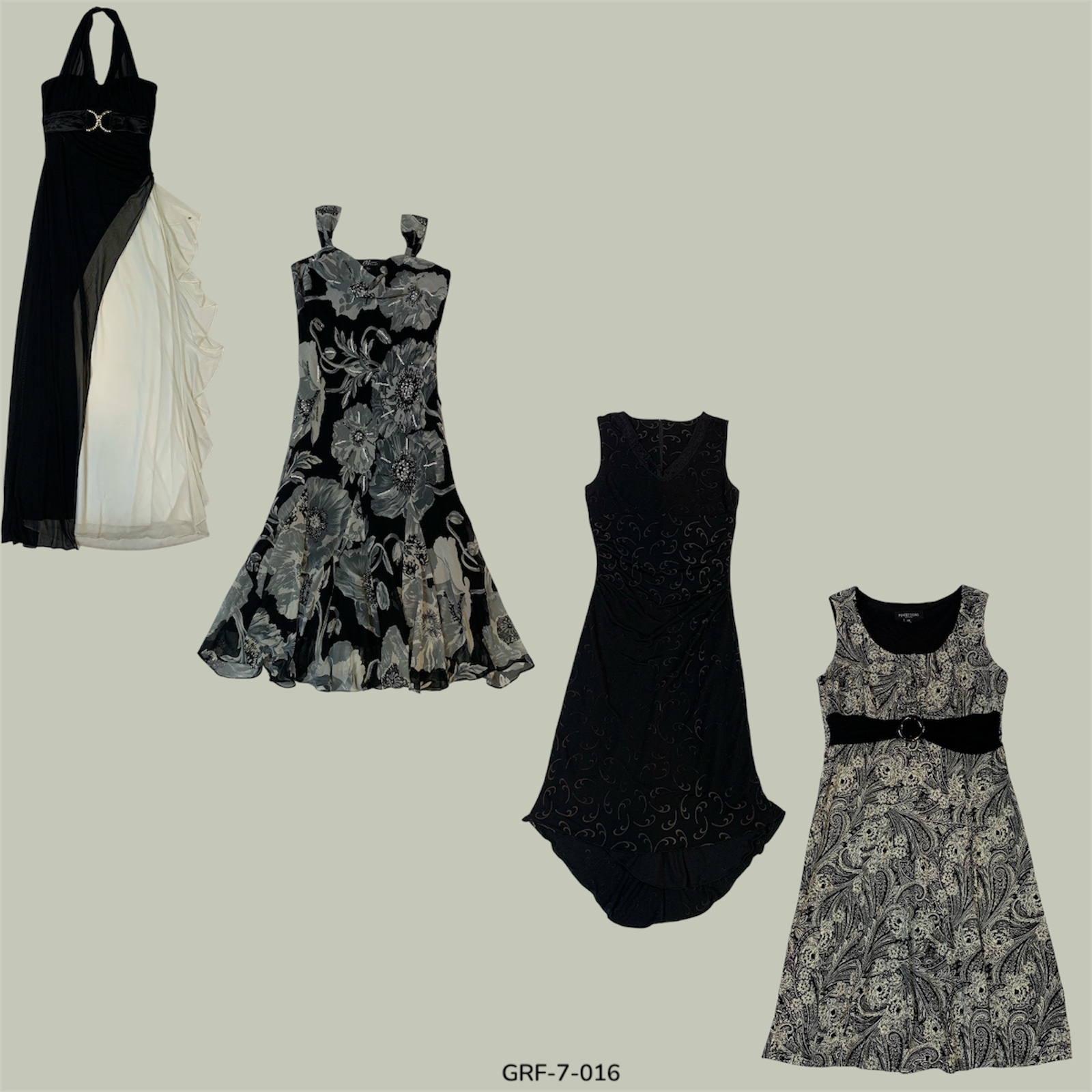 Mitternachtsmuse | Bedrucktes schwarzes Polykleid (GRF-7-016)