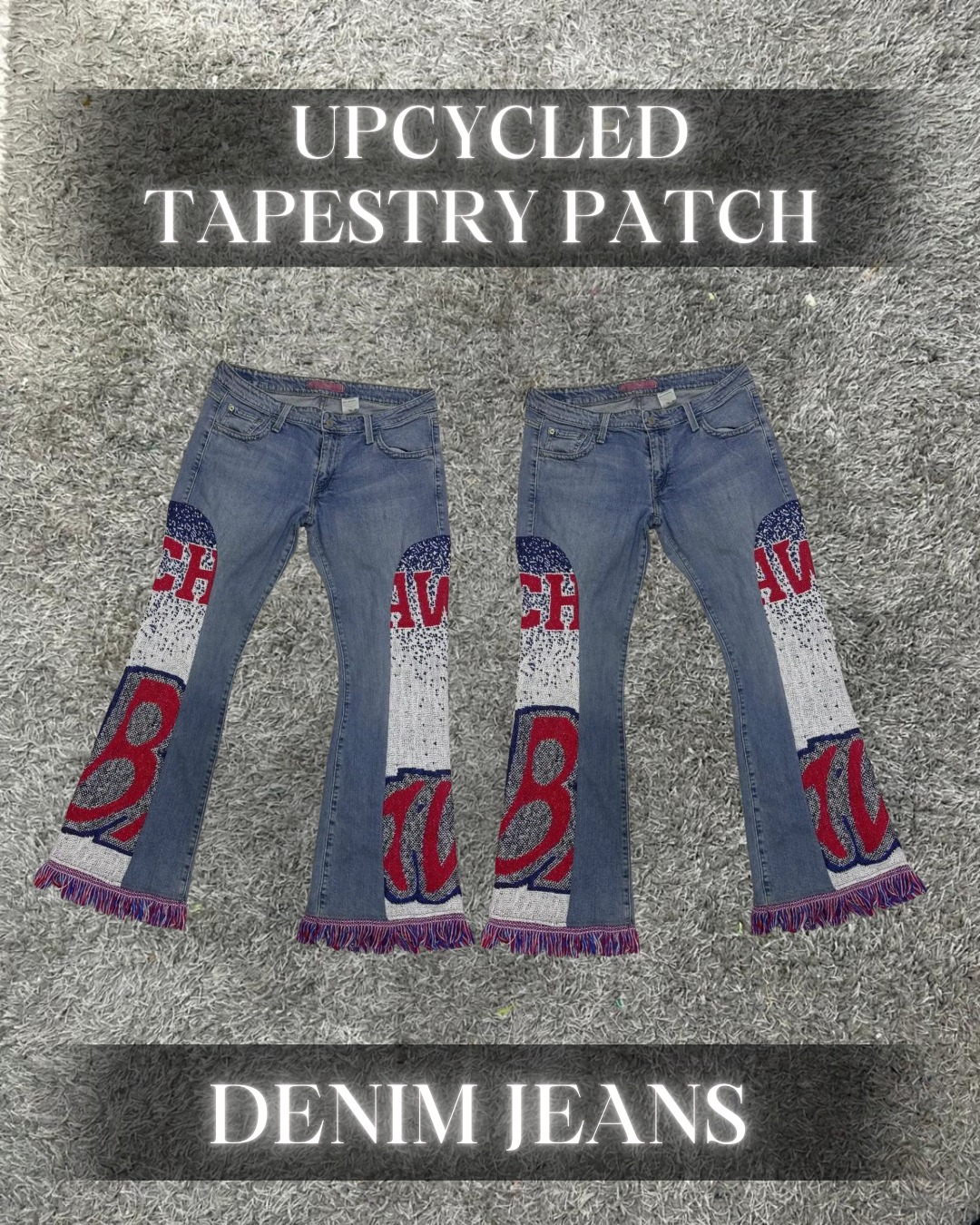 Upcycled Tapestry Patch Denim Jeans