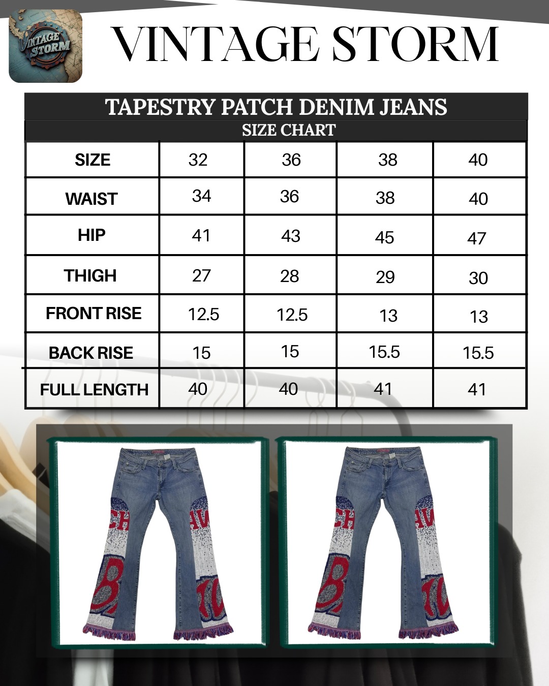 Upcycled Tapestry Patch Denim Jeans