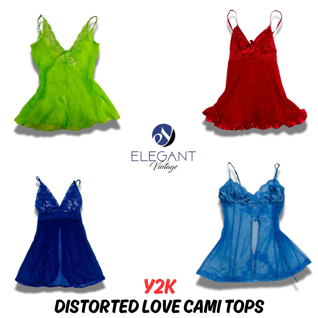 Y2k Disorted Love Cami Tops - EV0627