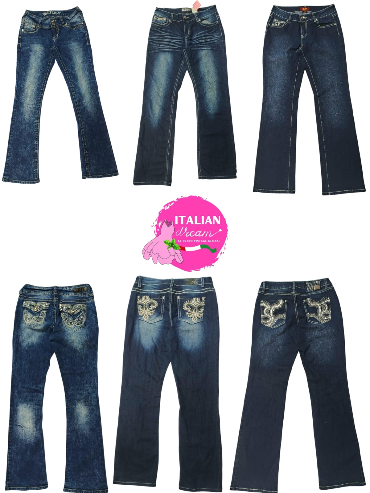 Y2k unique back embellished flared jeans