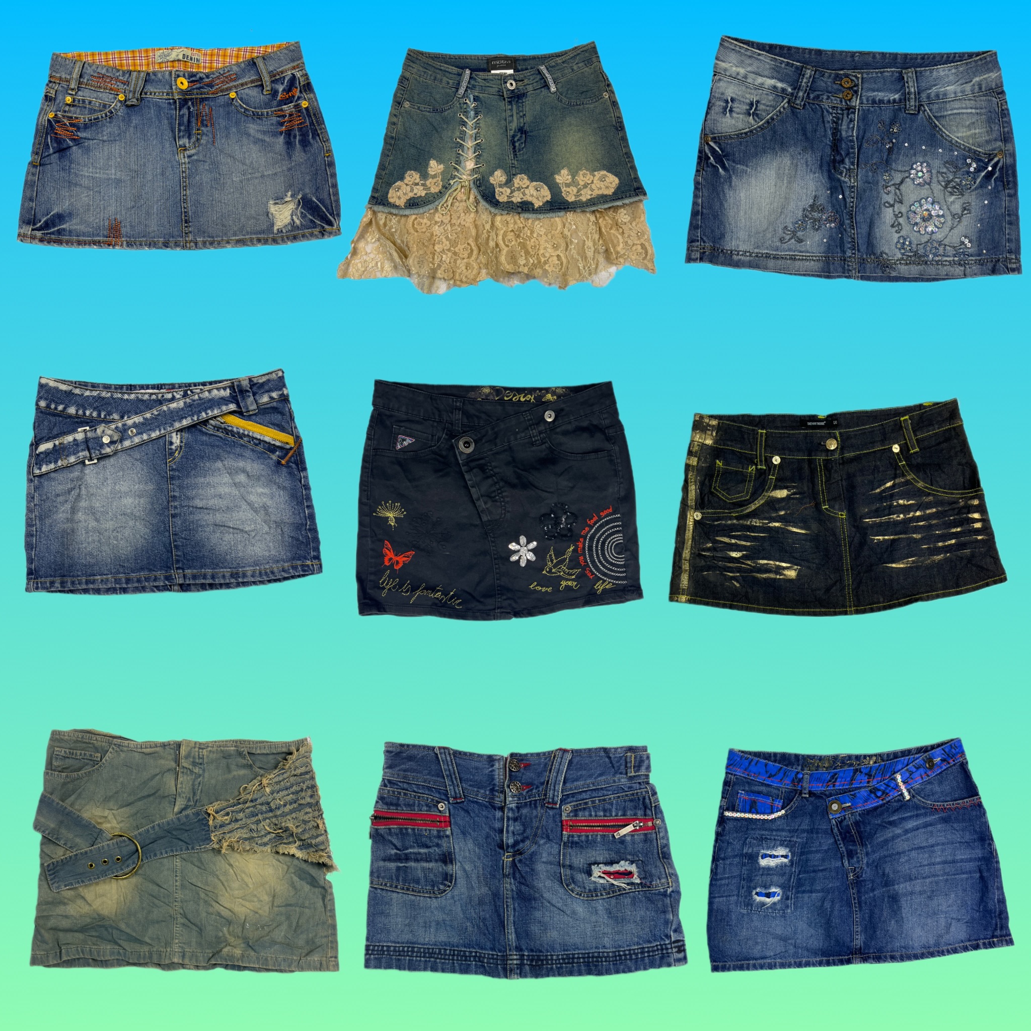 Y2K Representative Denim Mini and Micro Mini Skirts (RERP-012)