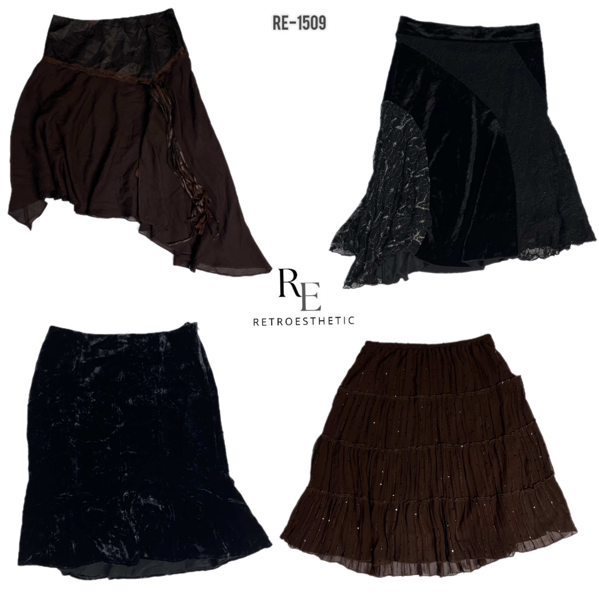 Y2K Gothic Mix Summer Midi Skirts (RE-1509)