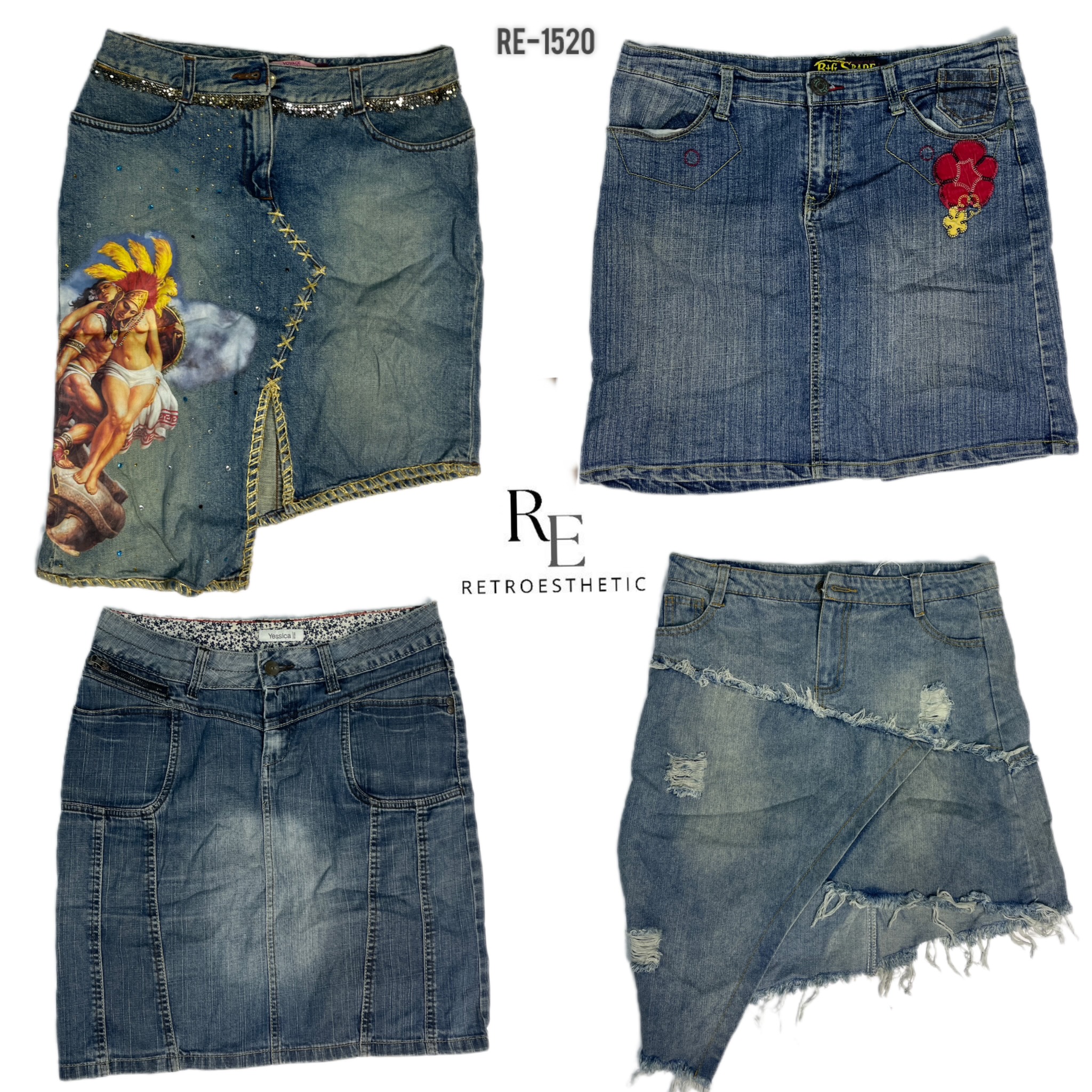Y2K Britney Era Denim Midi Skirts (RE-1520)