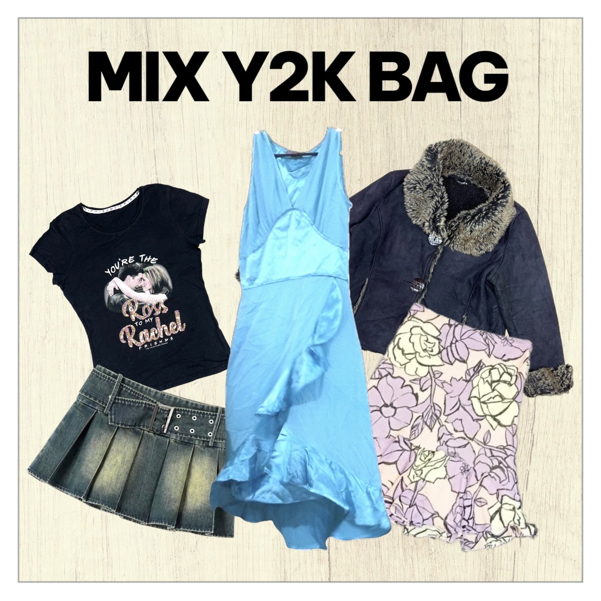 Mix Y2K Sac - Robe, Afghan, Jupes, Mini jupes, Vestes, Blouse, T-shirts bébé, Tops cami