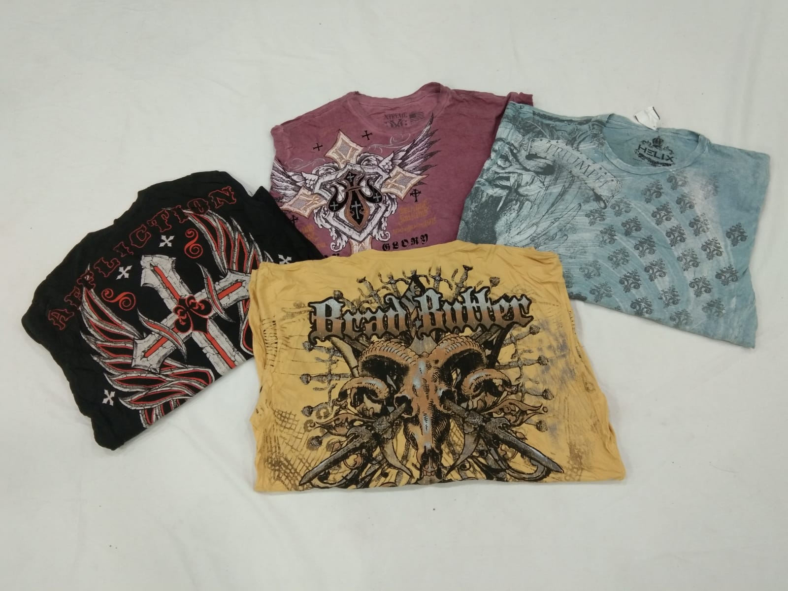 CR4532 ヴィンテージ プリント スカル Tシャツ