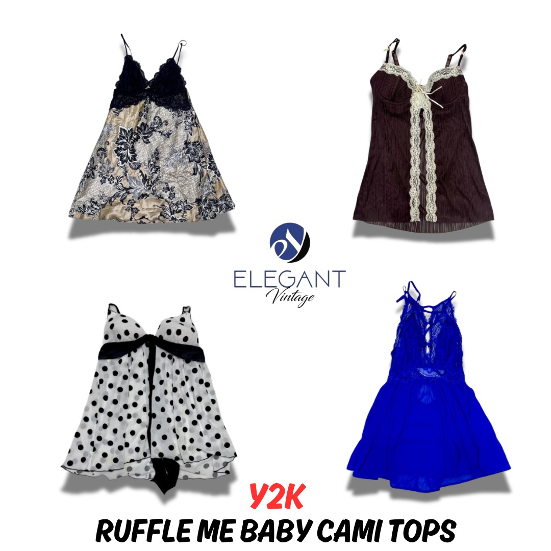 Y2k Ruffle Me Baby Cami Tops - EV0659