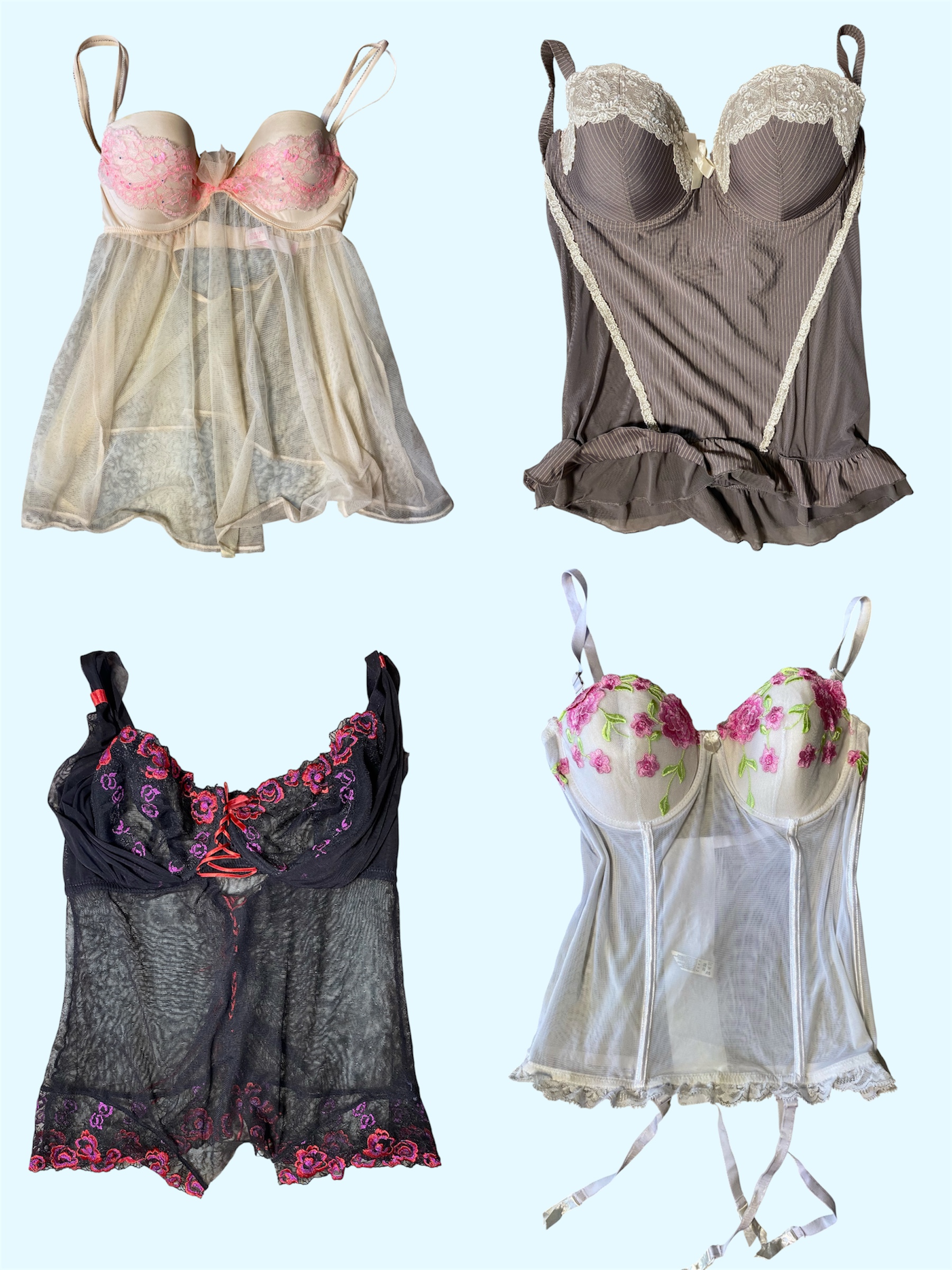 Y2K Mesh & Lace Babydoll Bundle – Retro Romance(TS:615)