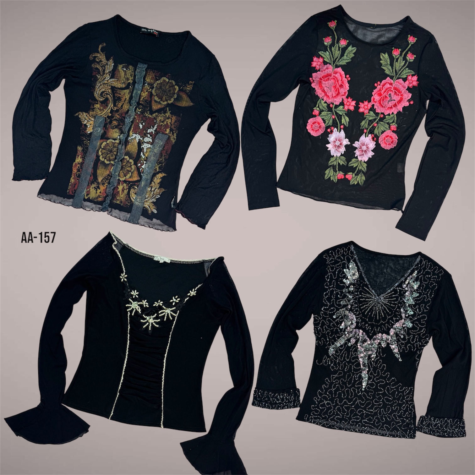 Y2K Black Gothic Full Sleeve Tops (AA-157)