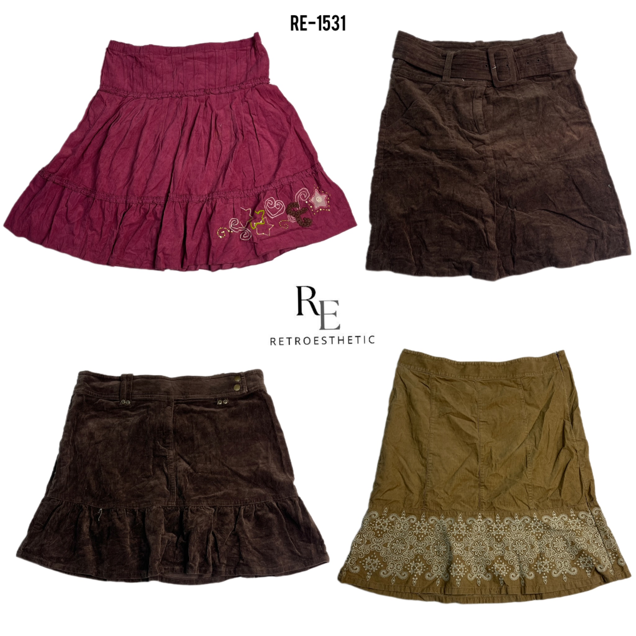 Y2K Corduroy Unique Mix Skirts (RE-1531)