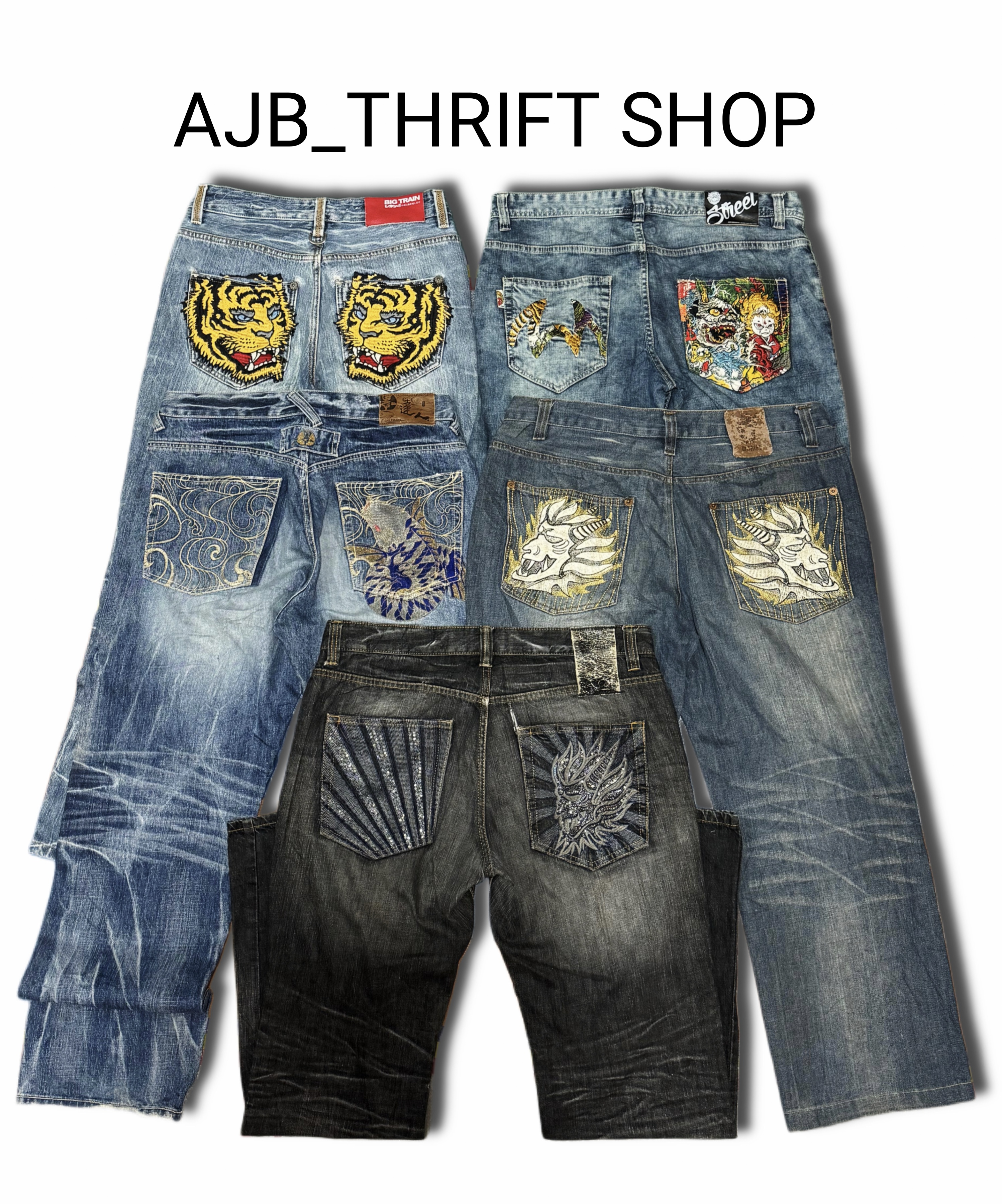 Japanese embroidery y2k jeans