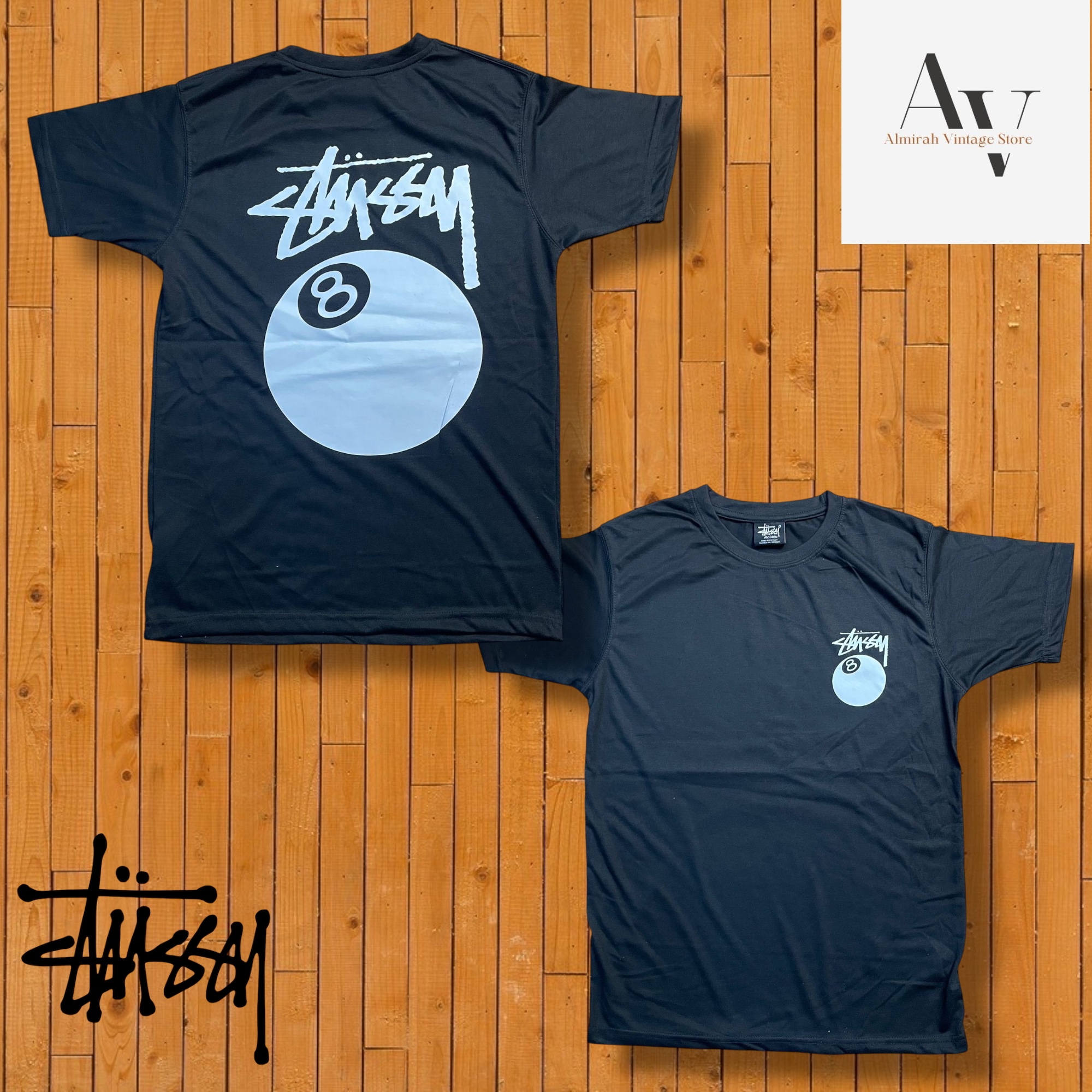Stussy rework style 8ball black tee