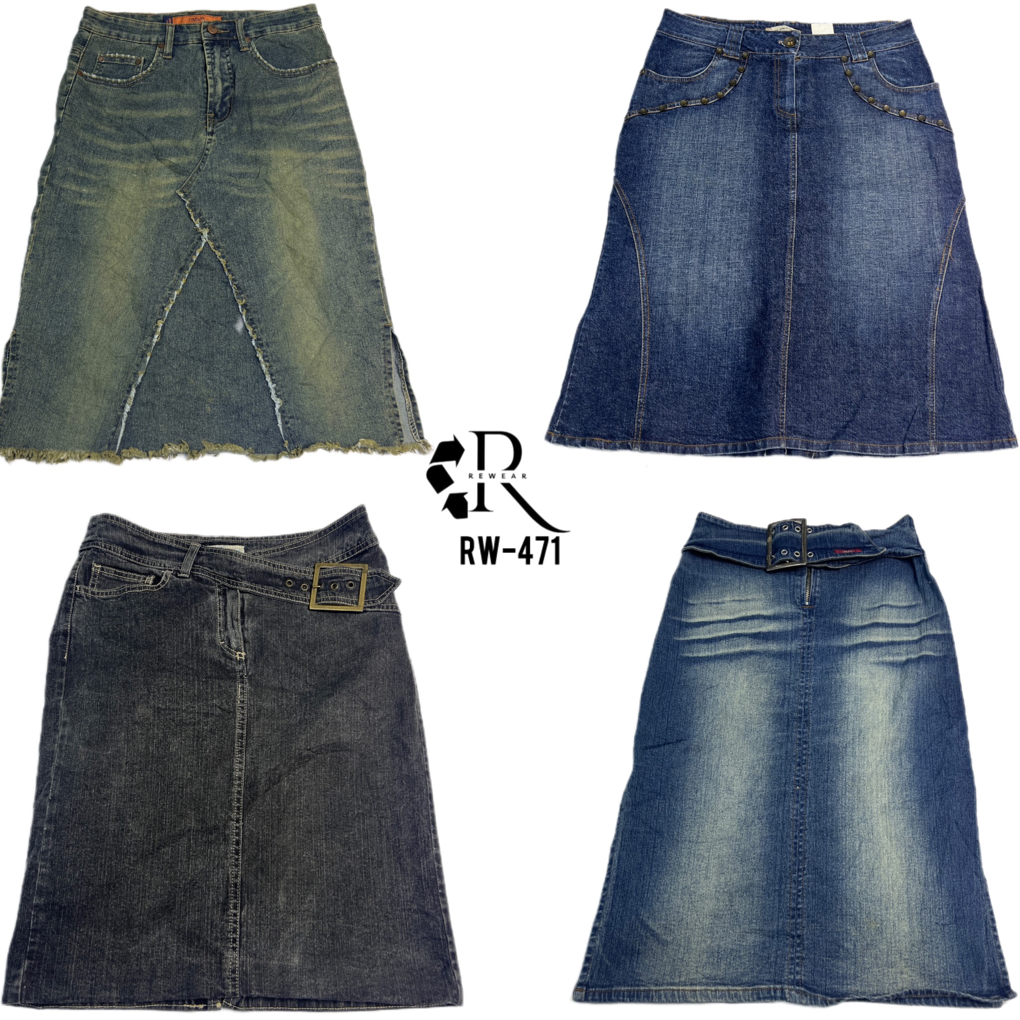 Y2K IT Girl Denim midi Skirts (RW-236)