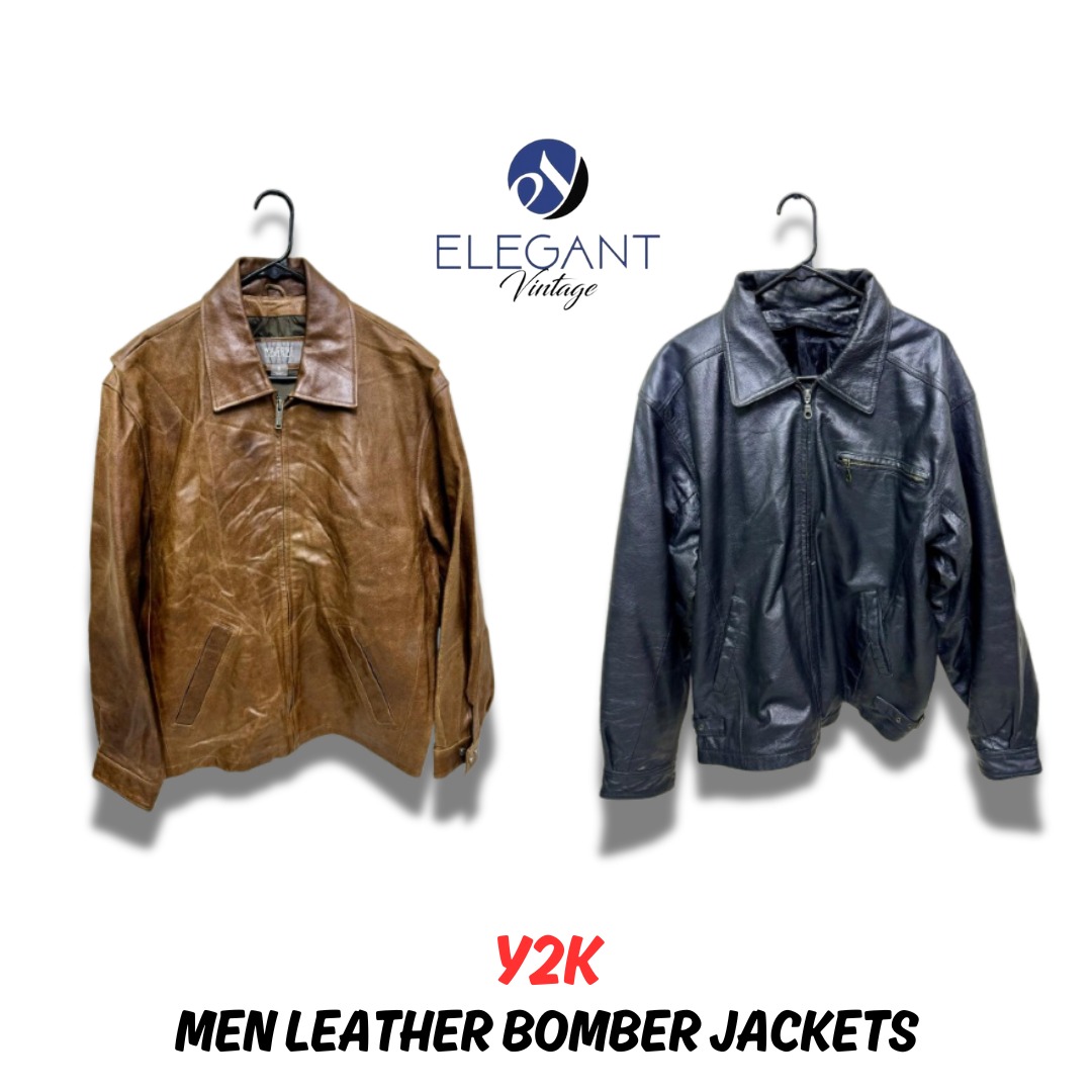 Y2K Men Leather Bomber Jackets - EV0160