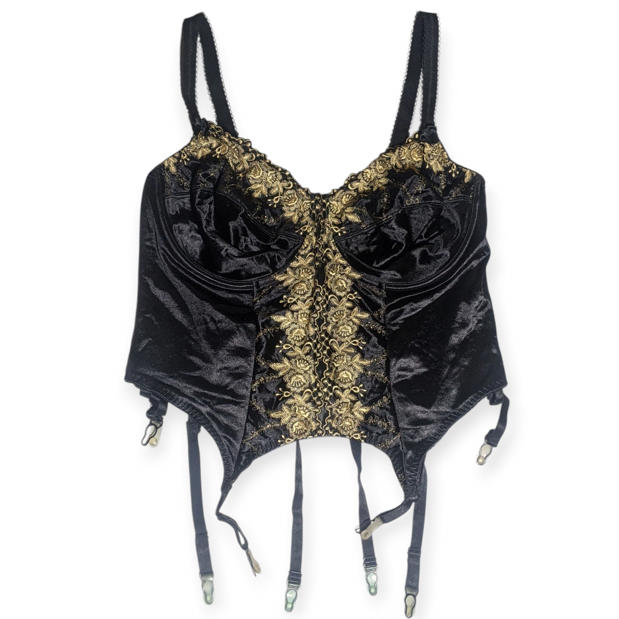 Say#239 Y2K Velvet Corset with Gold Embroidery