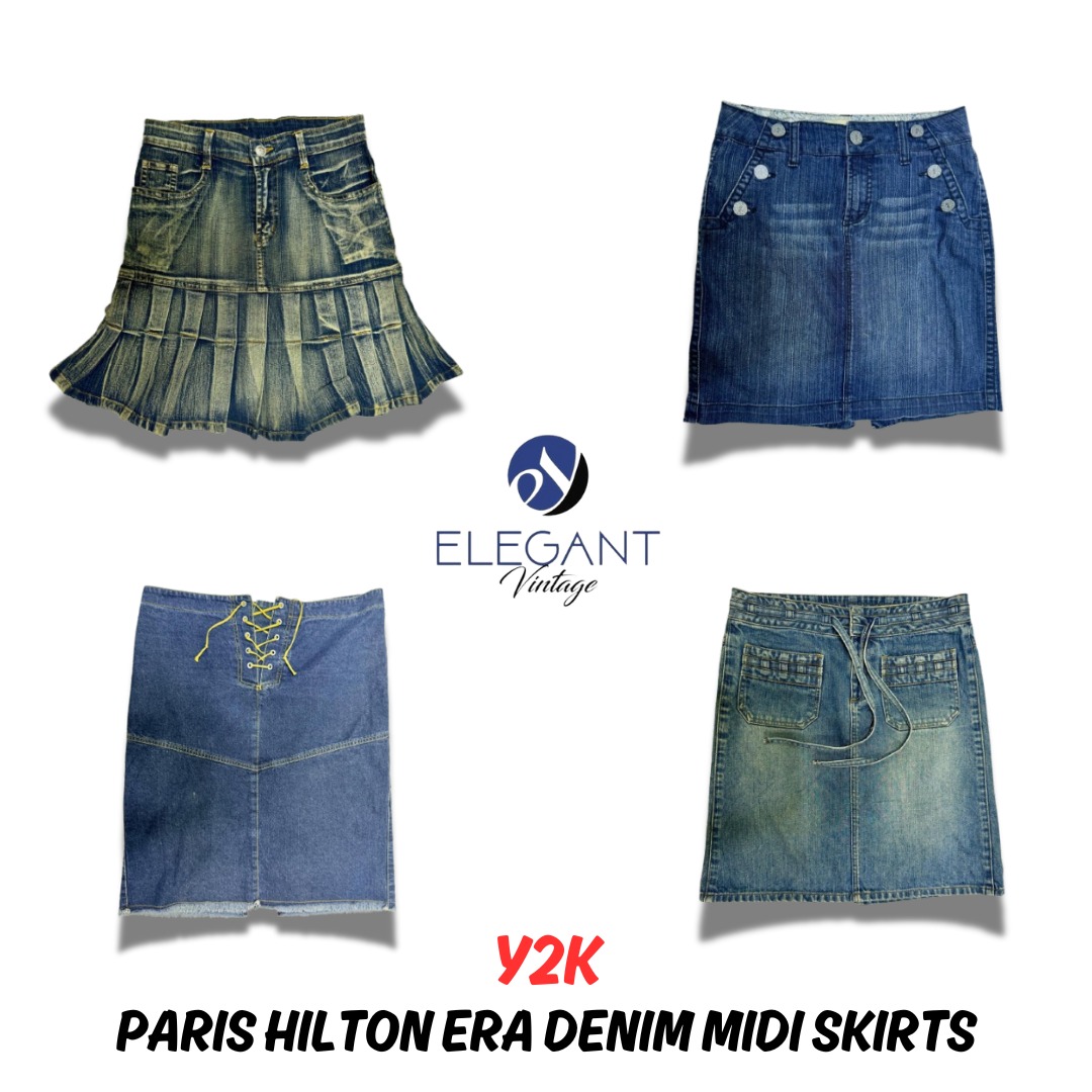 Jupes midi en denim de l'ère Y2K Paris Hilton - EV0183
