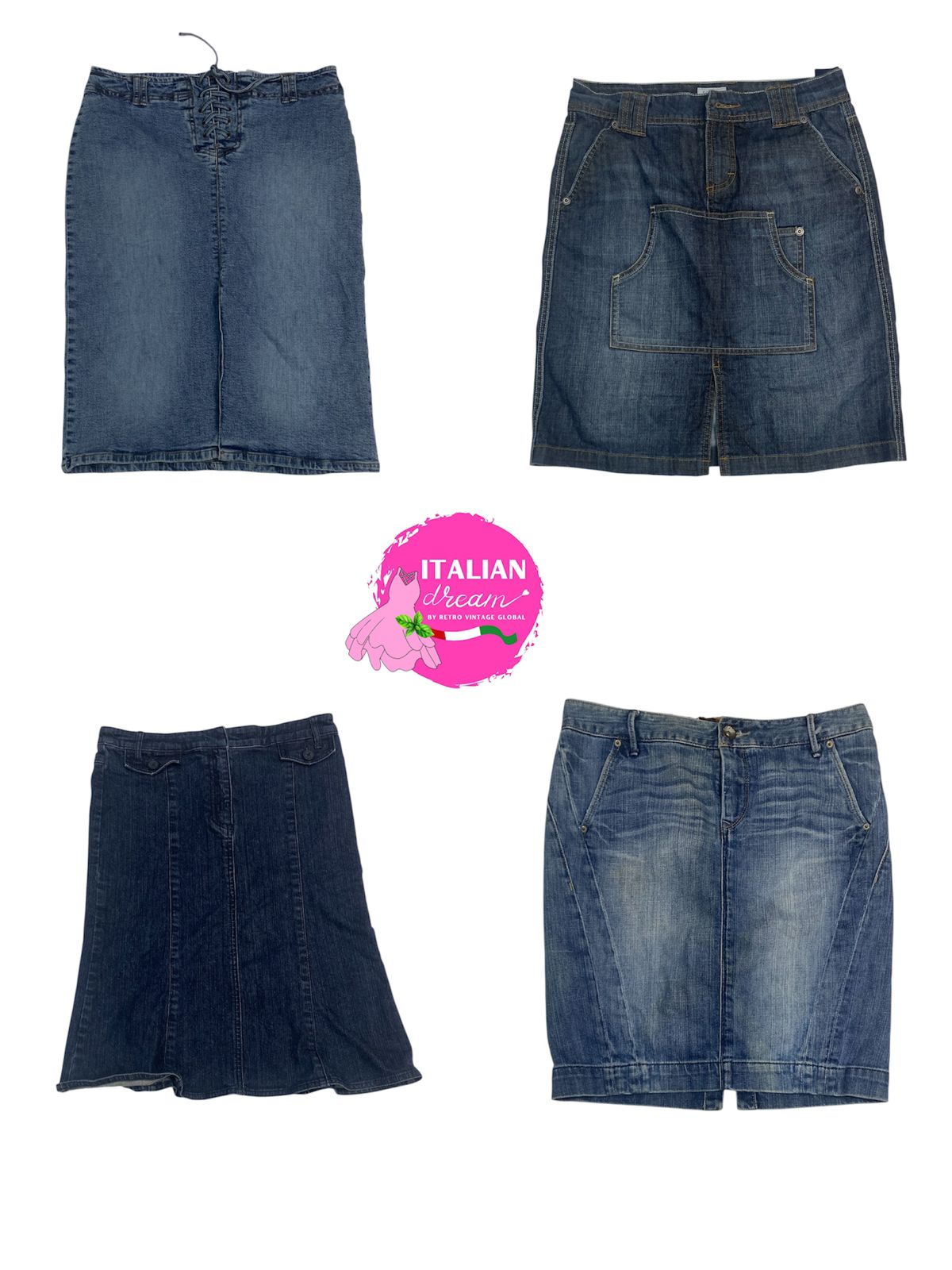 Y2k signature denim mini skirts