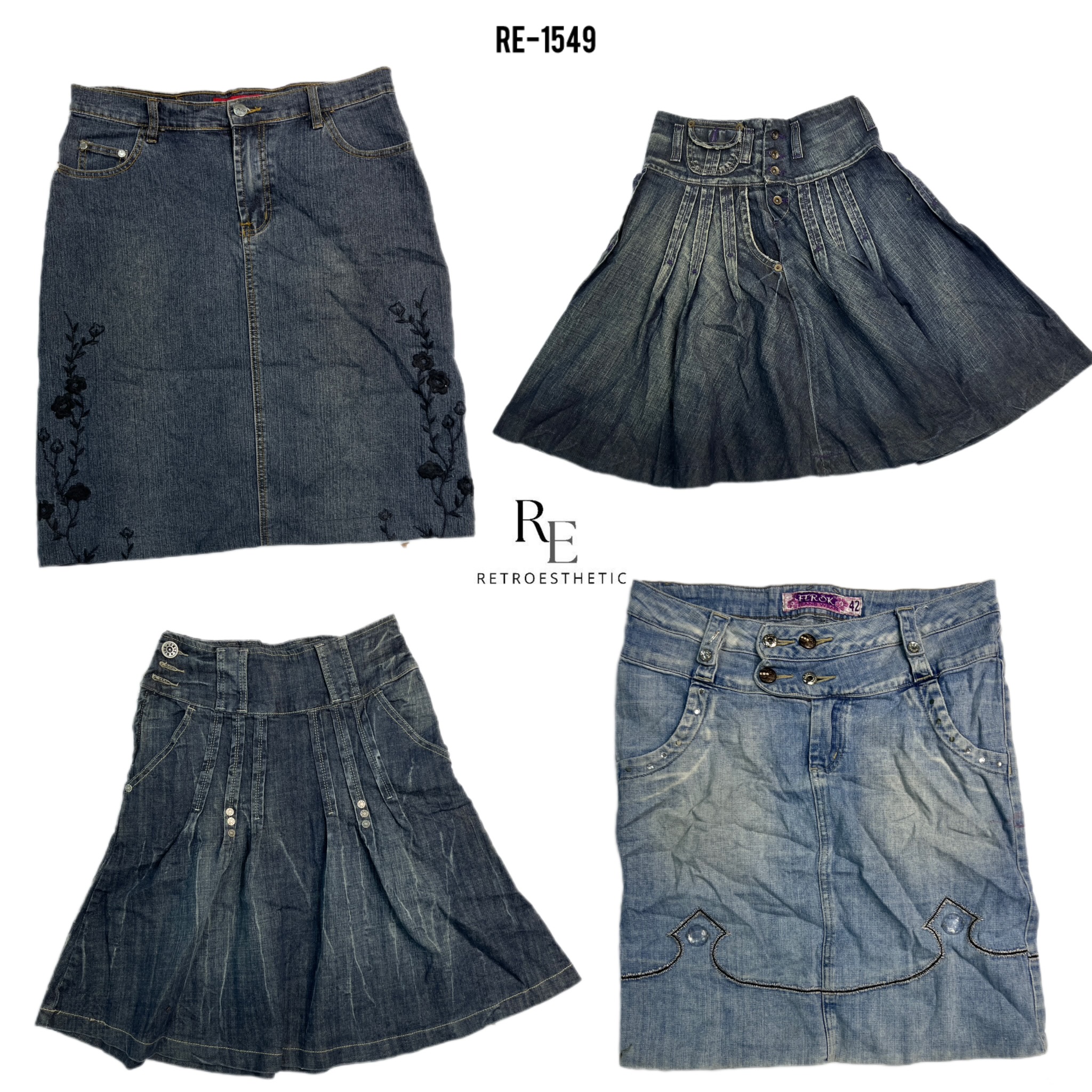 Jupes midi en denim de l'ère Y2K de Britney (RE-1549)