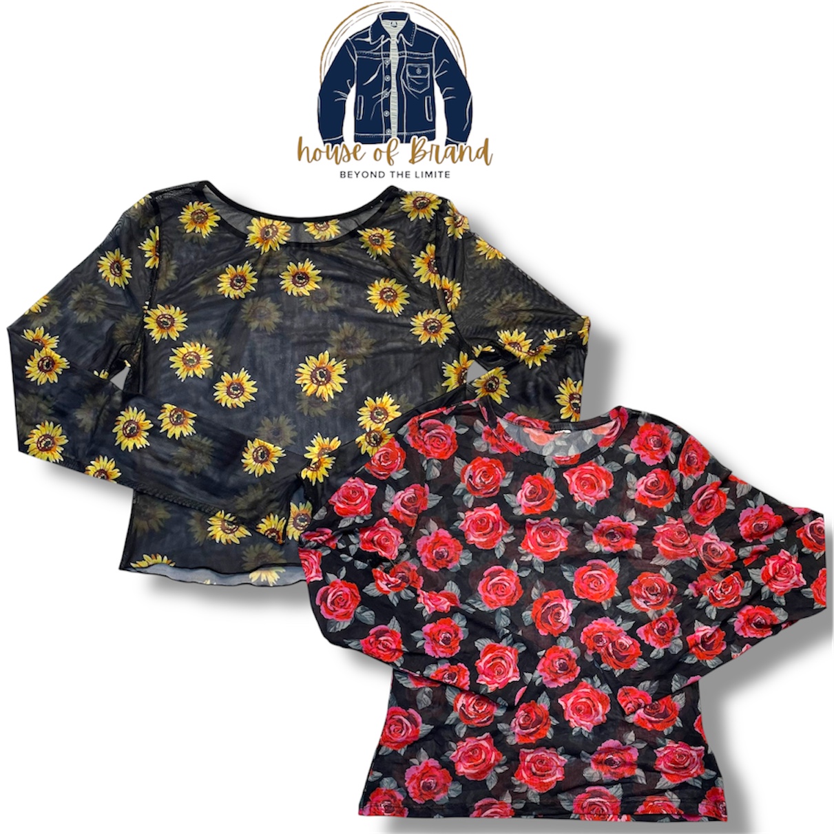 Full sleves mesh tops