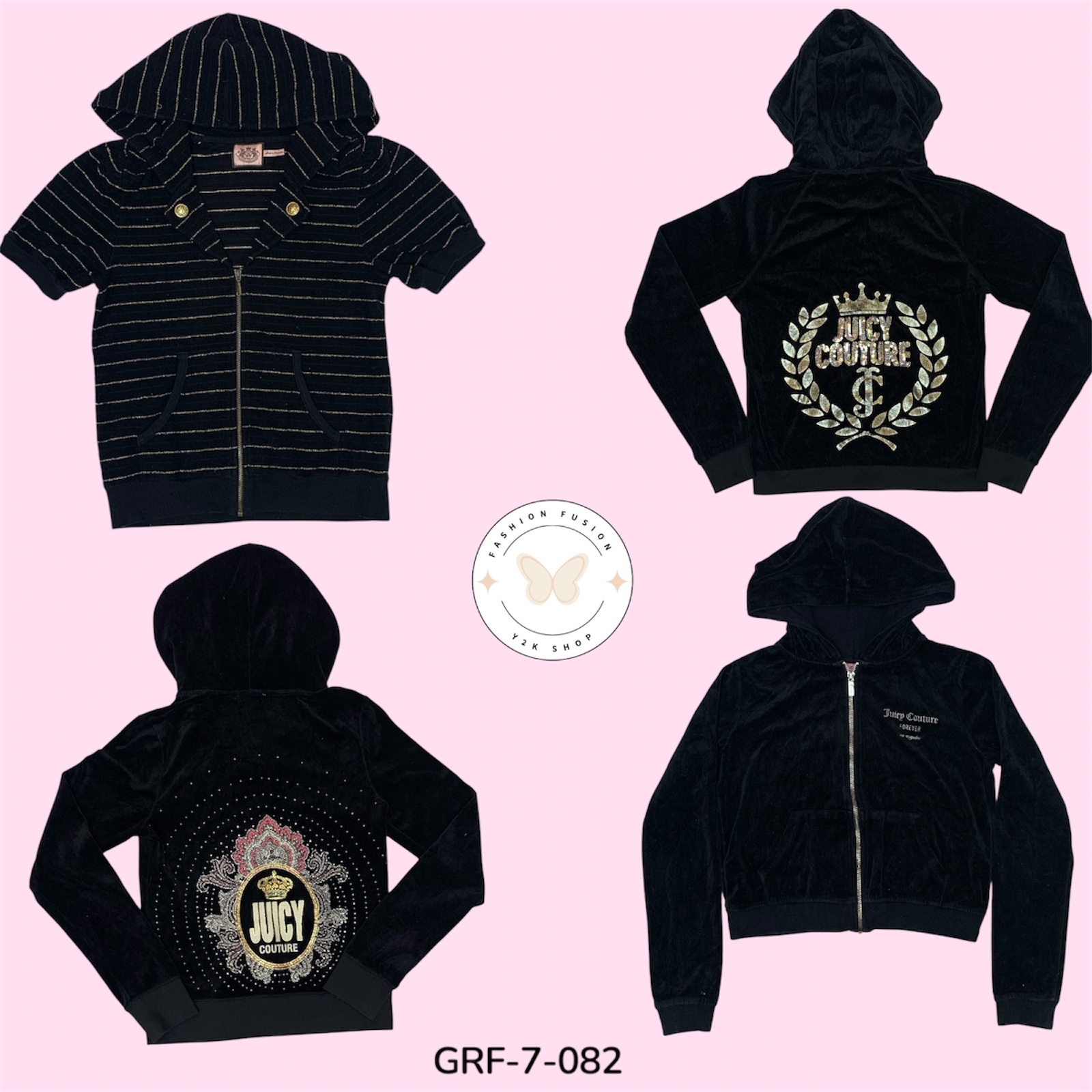 Y2K Juicy Zip-Up Hoodie | Classic Velour Glam (GRF-7-082)
